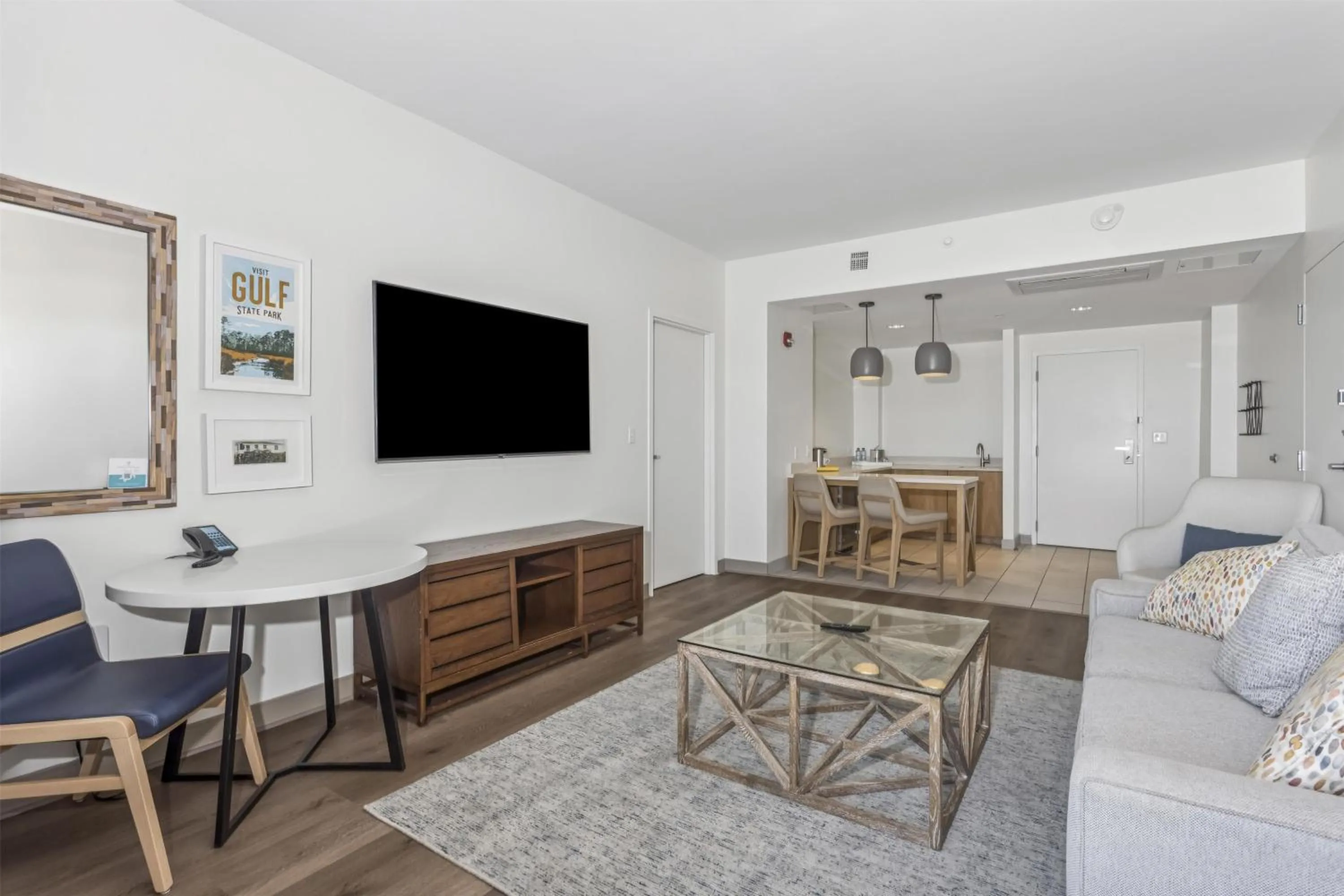Living room in The Lodge at Gulf State Park, A Hilton Hotel