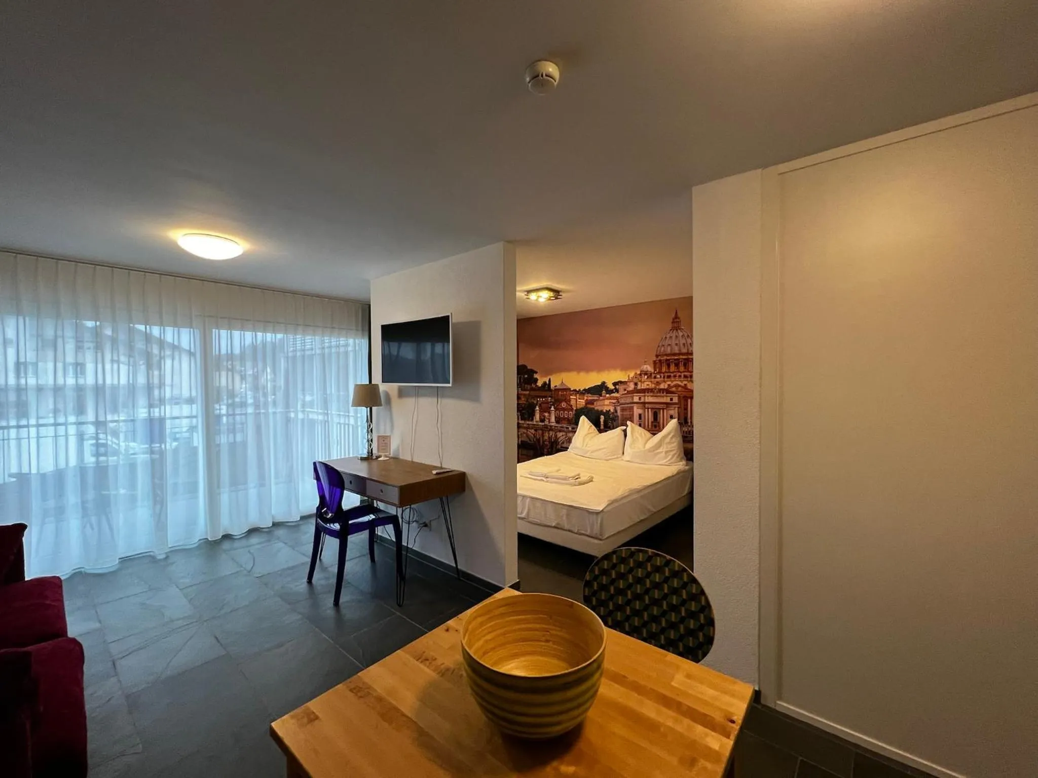 Living room, Bed in smartroom Rössli Hunzenschwil