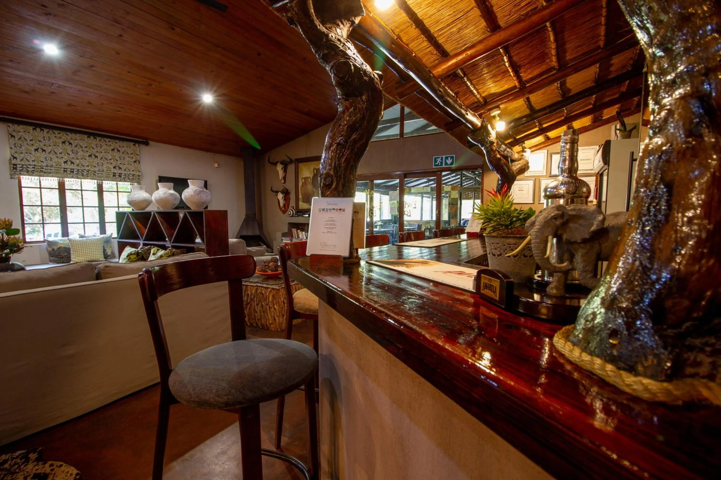 Lounge or bar in Emdoneni Lodge with Zululand Cat Conservation Project