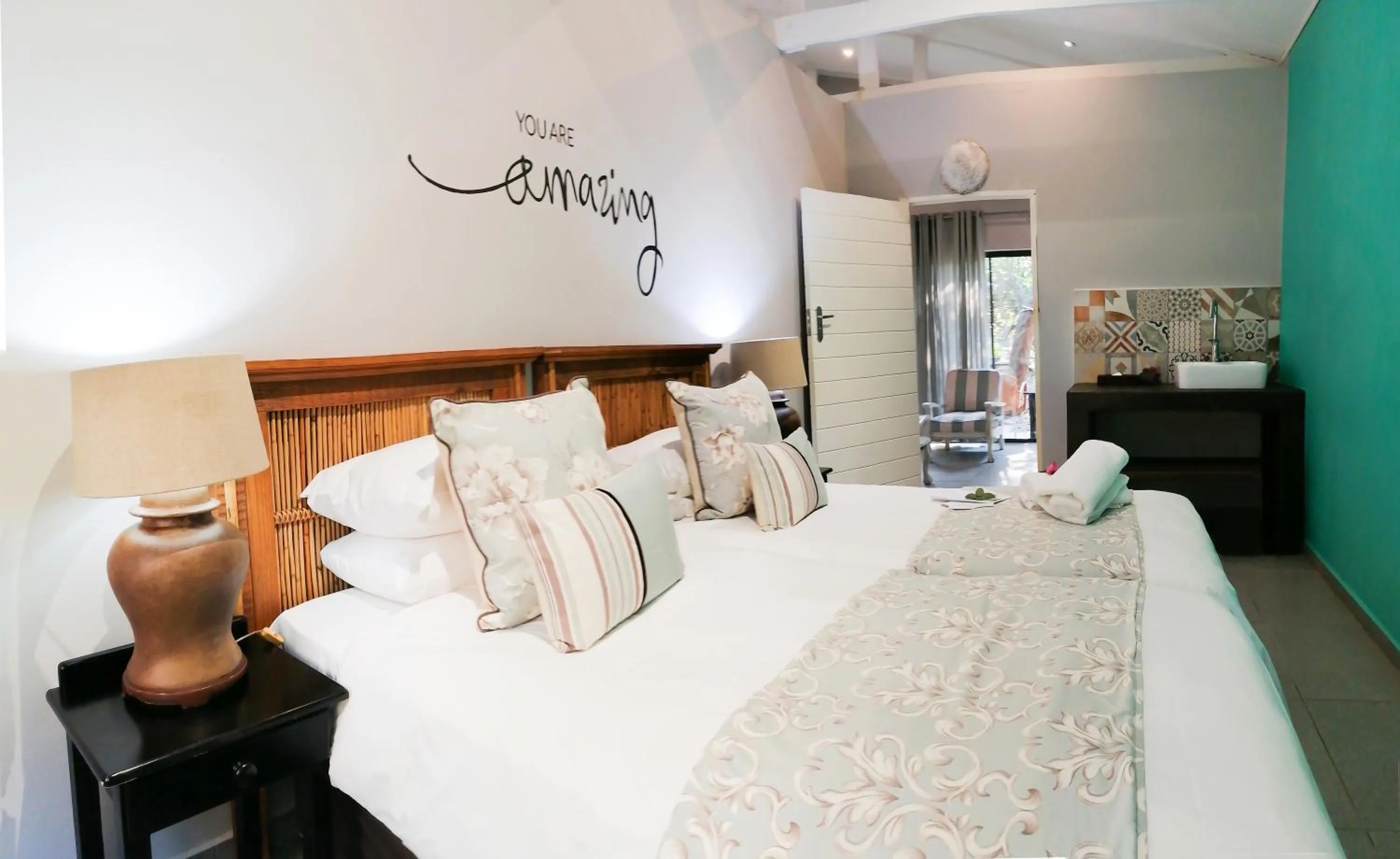 Bed in Emdoneni Lodge with Zululand Cat Conservation Project