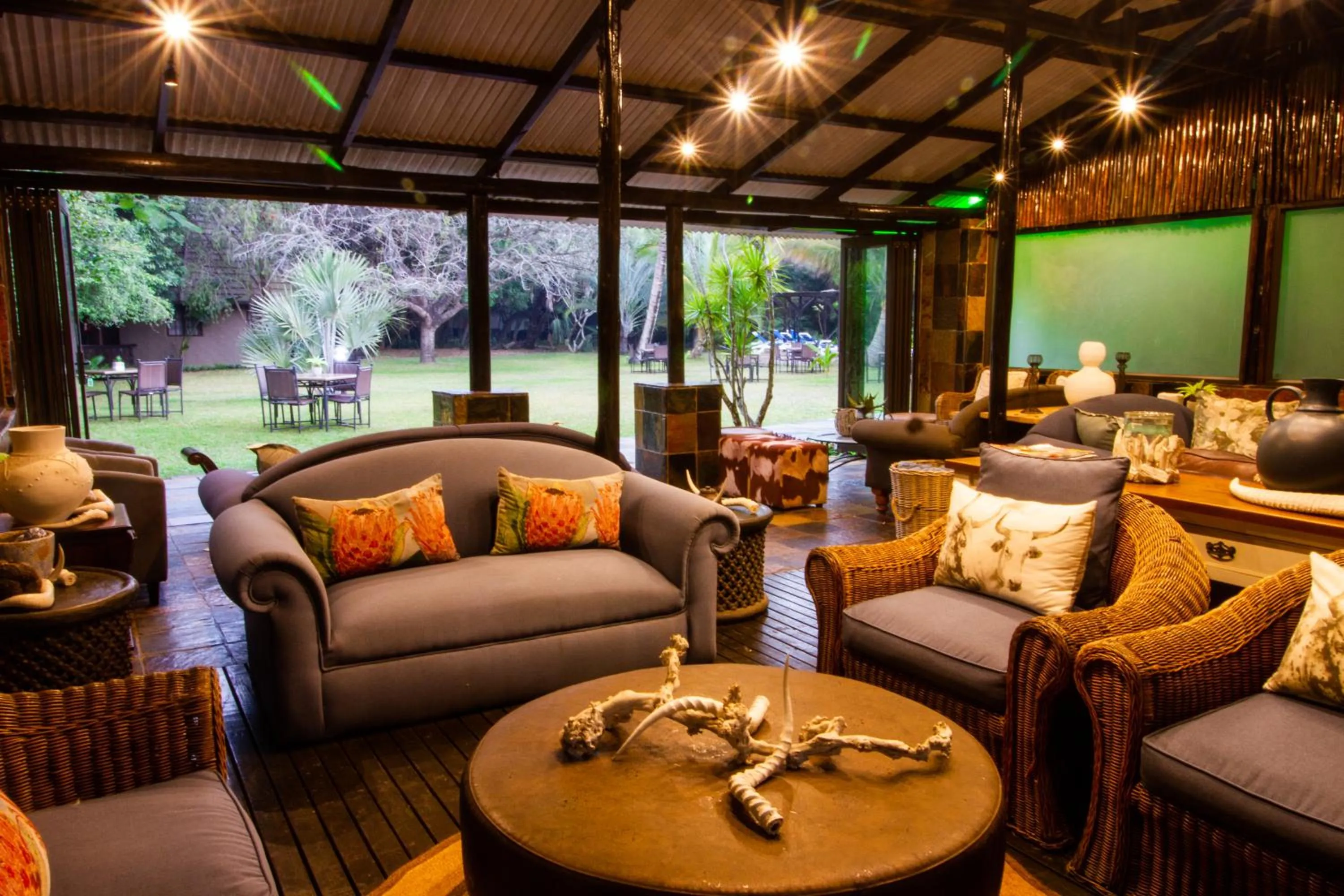 Seating area in Emdoneni Lodge with Zululand Cat Conservation Project