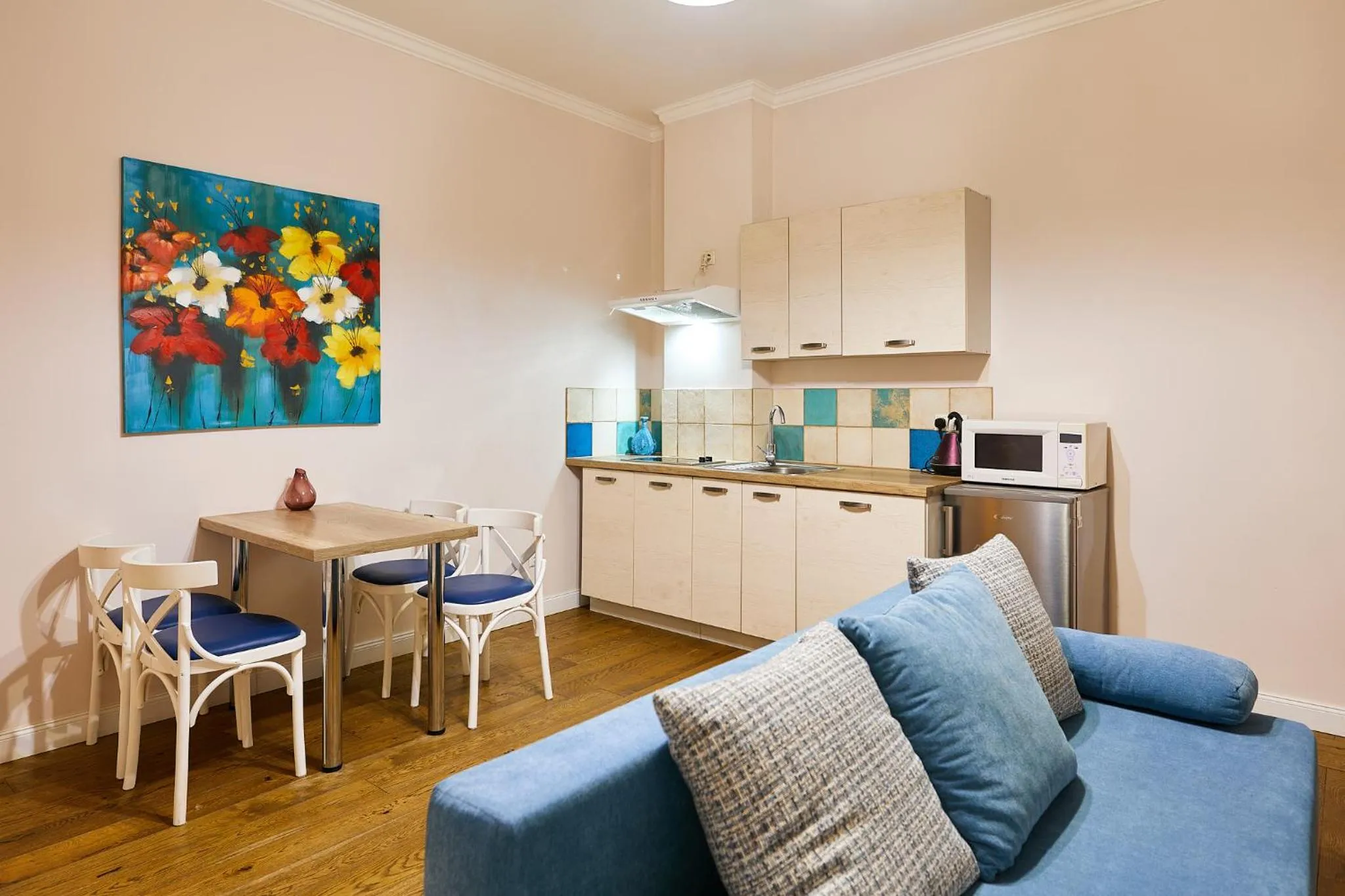 Kitchen or kitchenette in Stabu Sēta Apartments