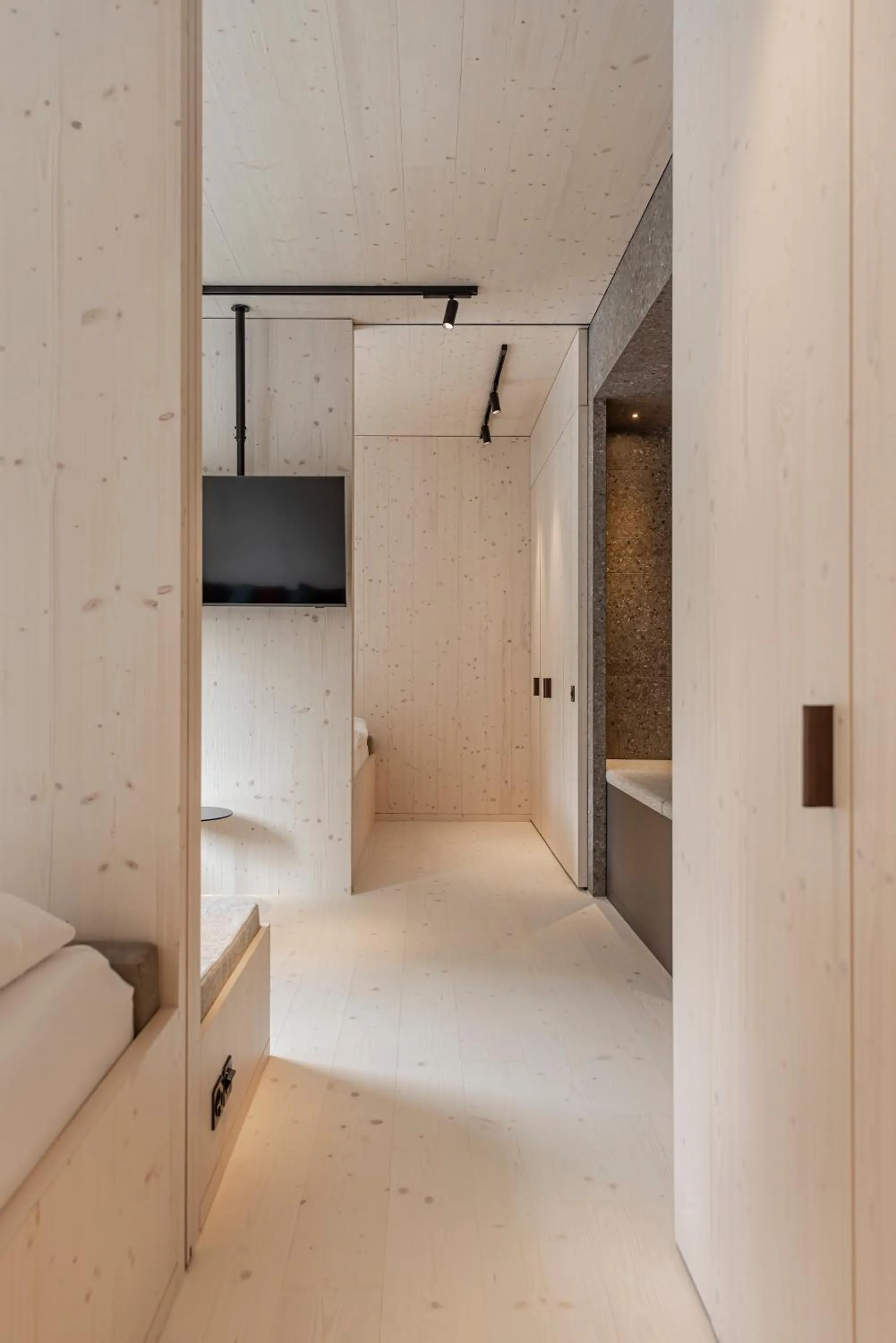 Living room, Bed in Me and All Hotel Flims, by Hyatt