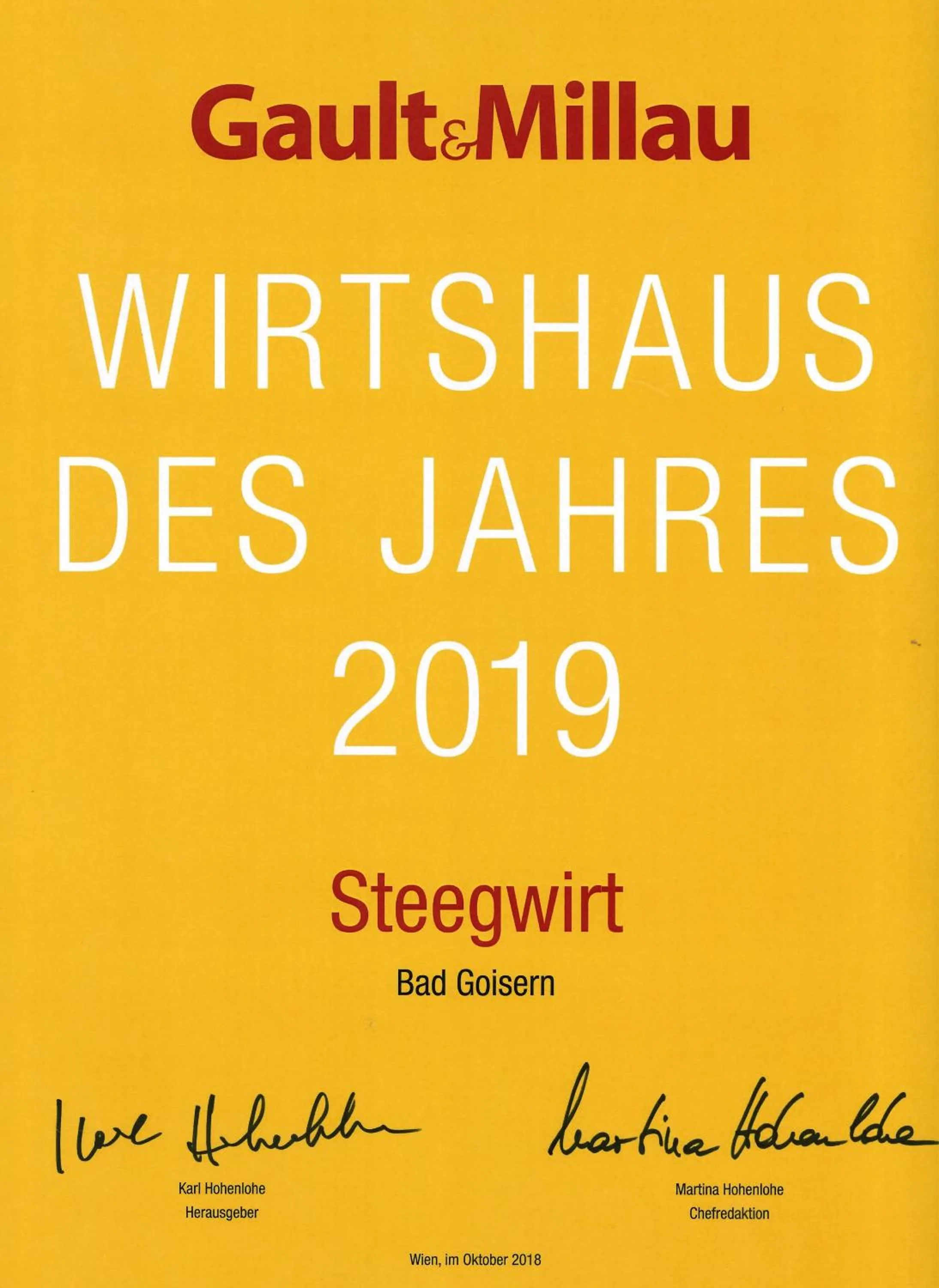 Certificate/Award in Welterbe-Wirtshaus Steegwirt