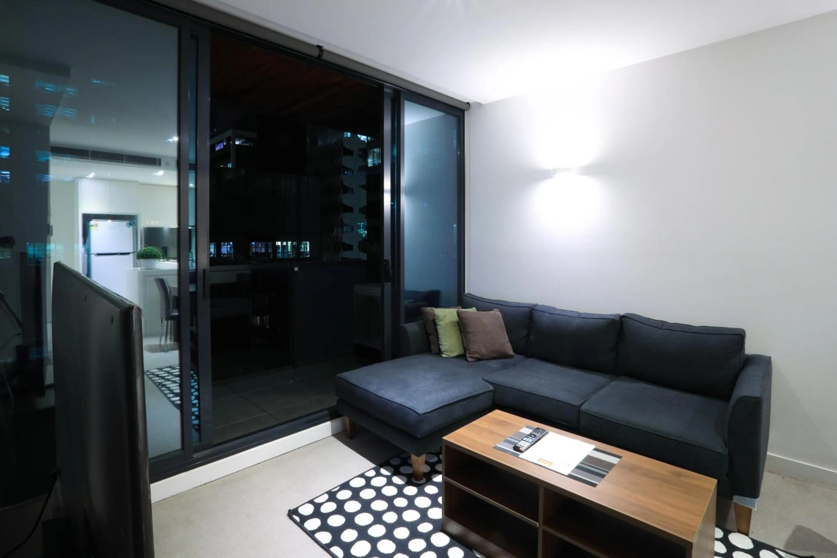 Living room in Flinders Street Apartments