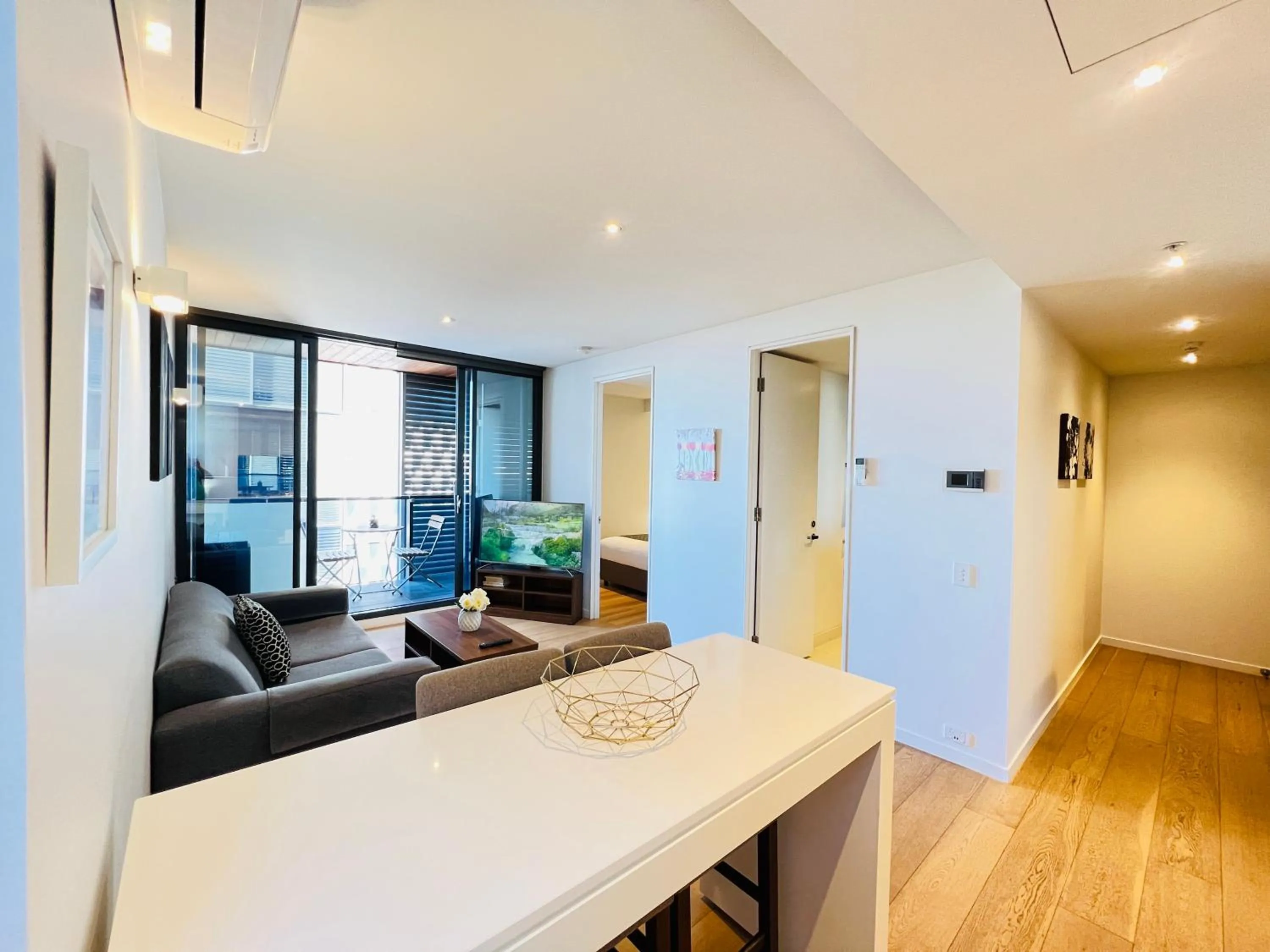 Living room in Flinders Street Apartments