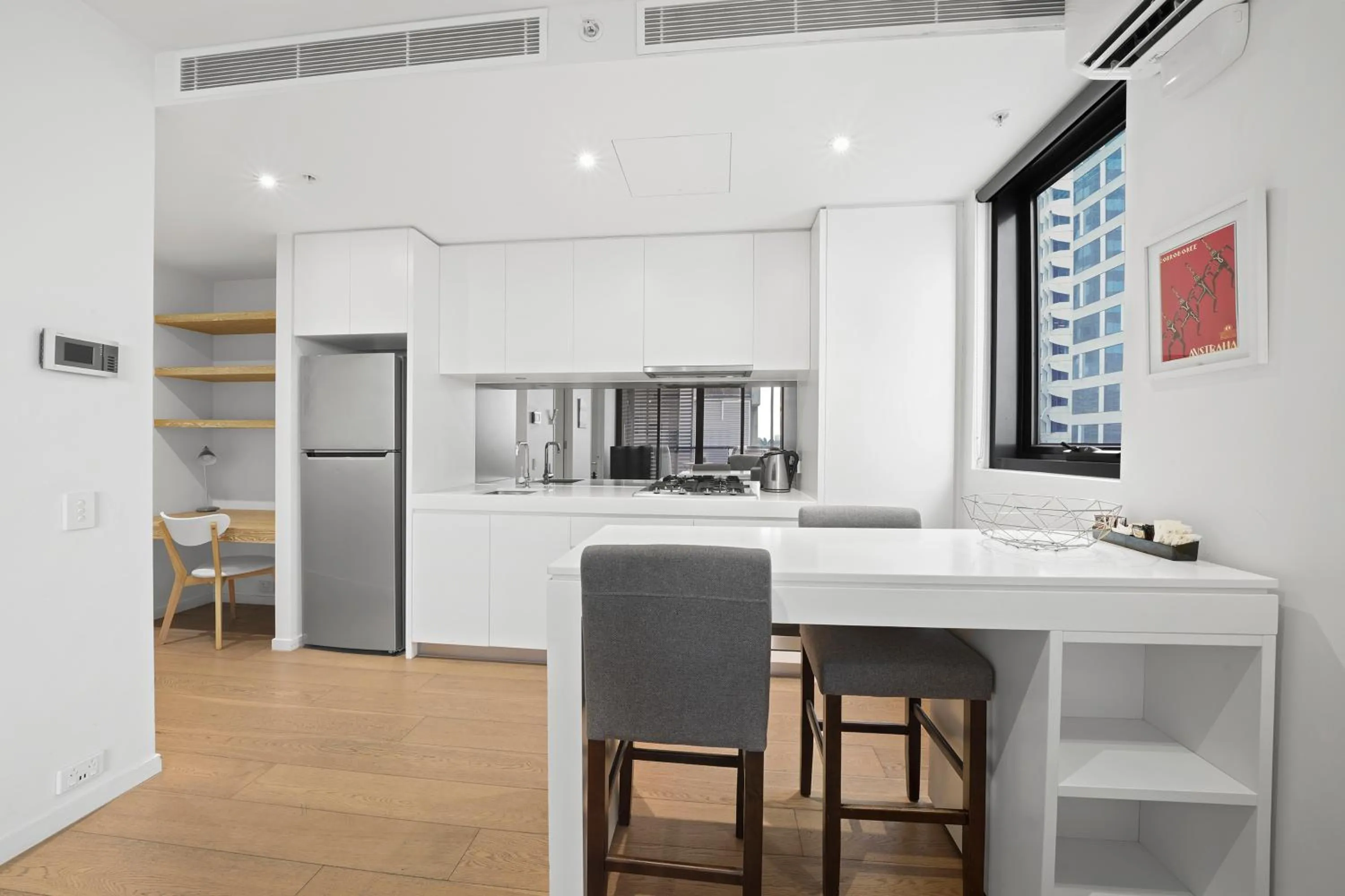 kitchen in Flinders Street Apartments