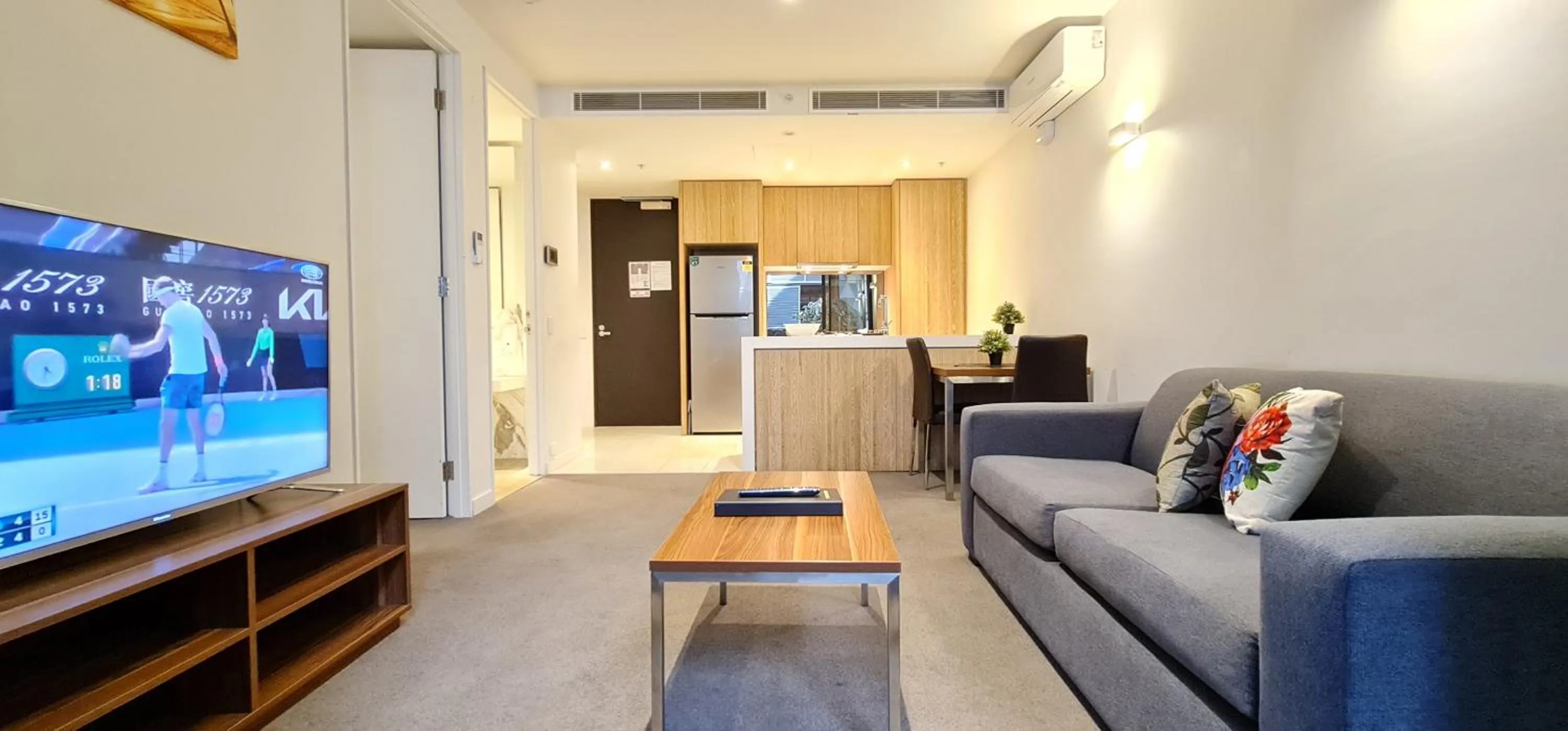 Living room in Flinders Street Apartments