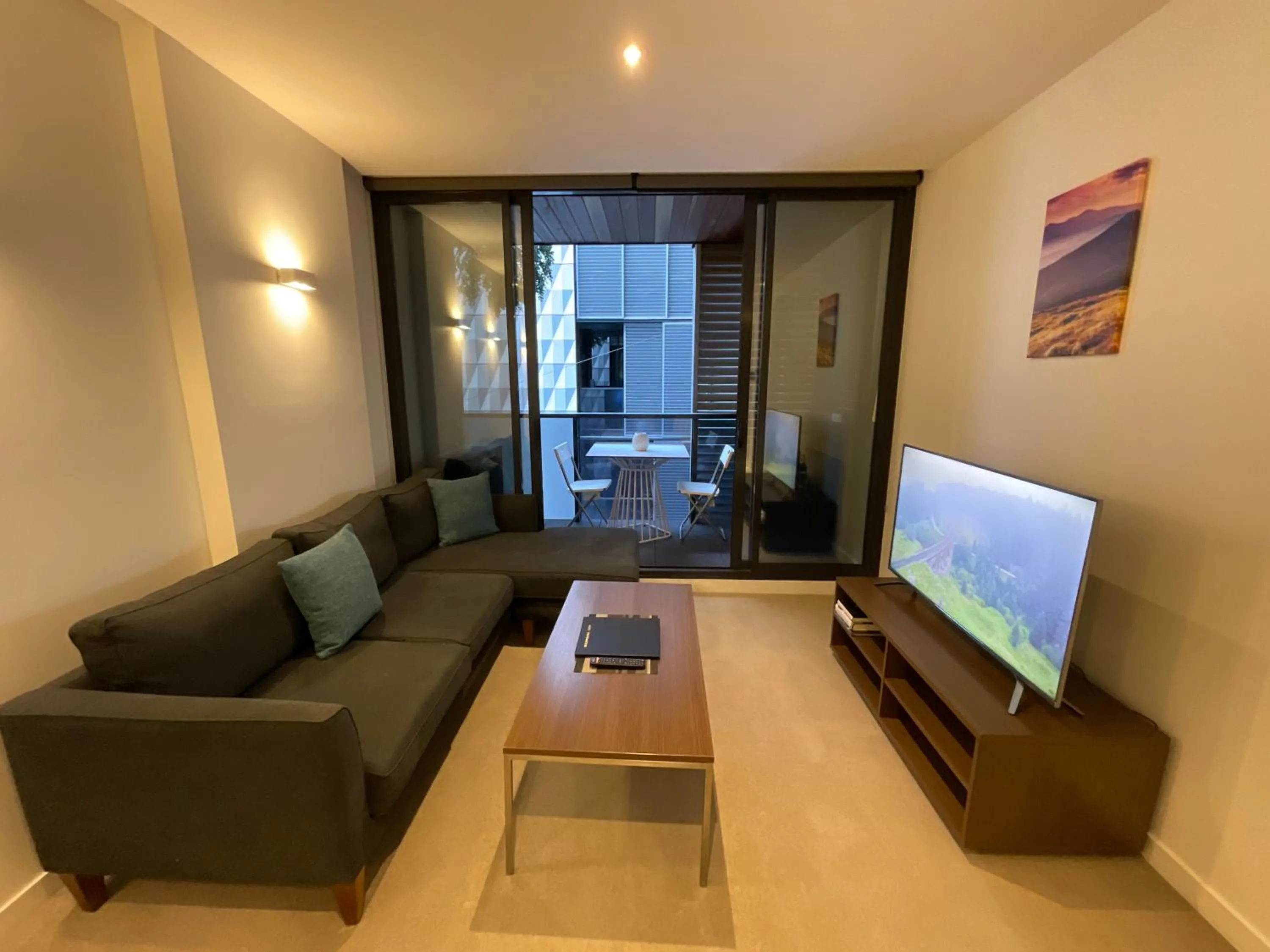 Seating area in Flinders Street Apartments