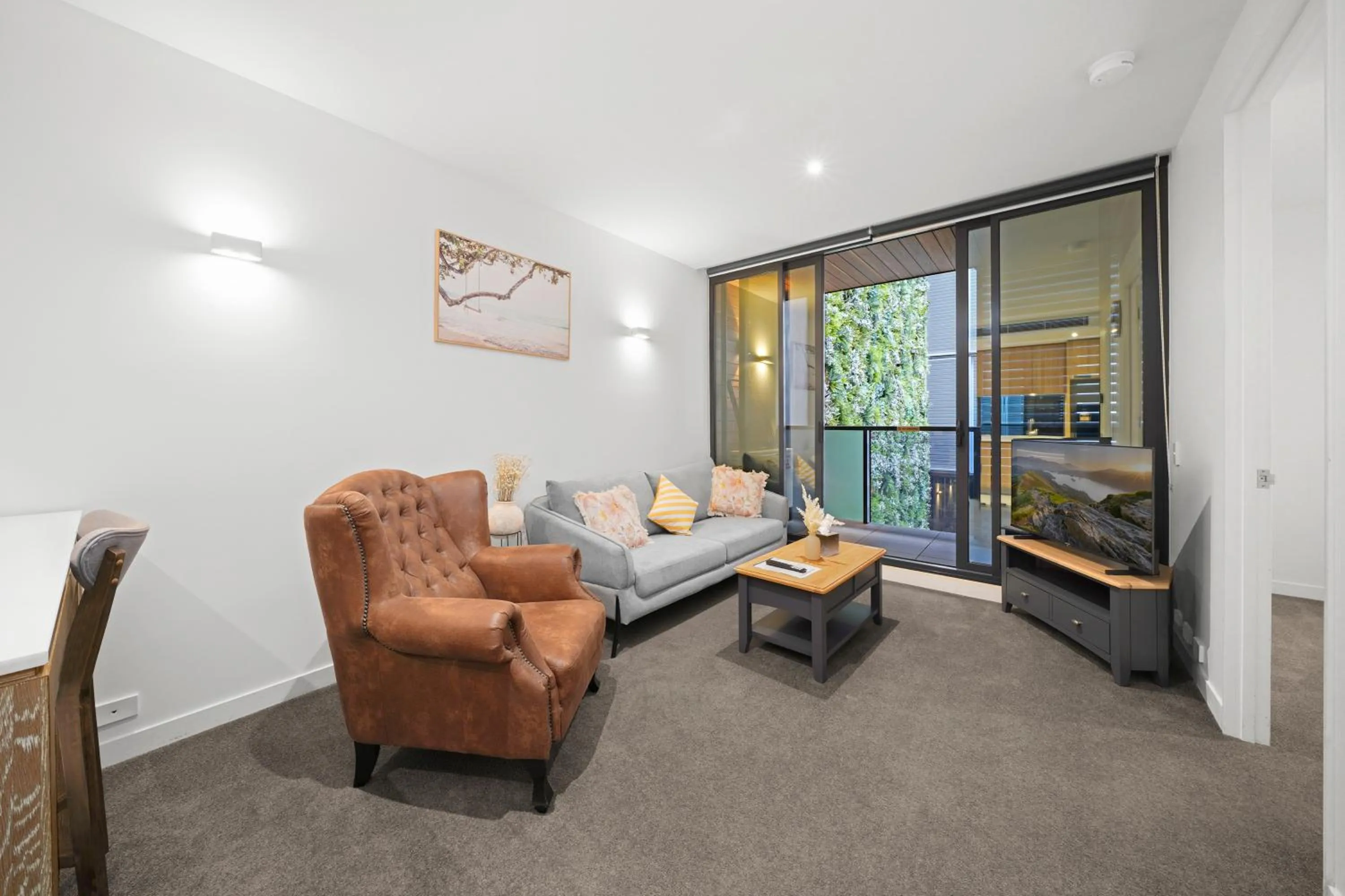 Living room in Flinders Street Apartments