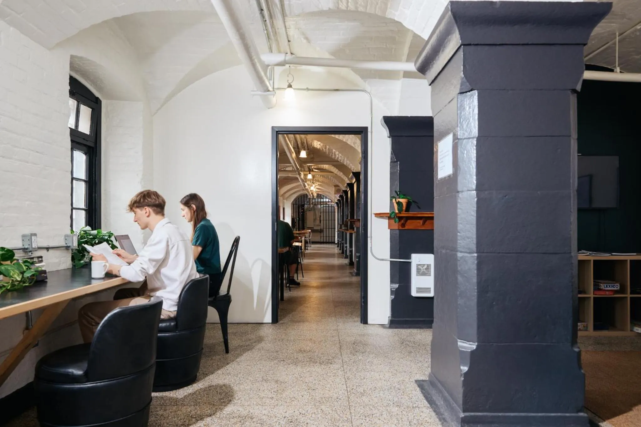 Living room in Saintlo Ottawa Jail Hostel