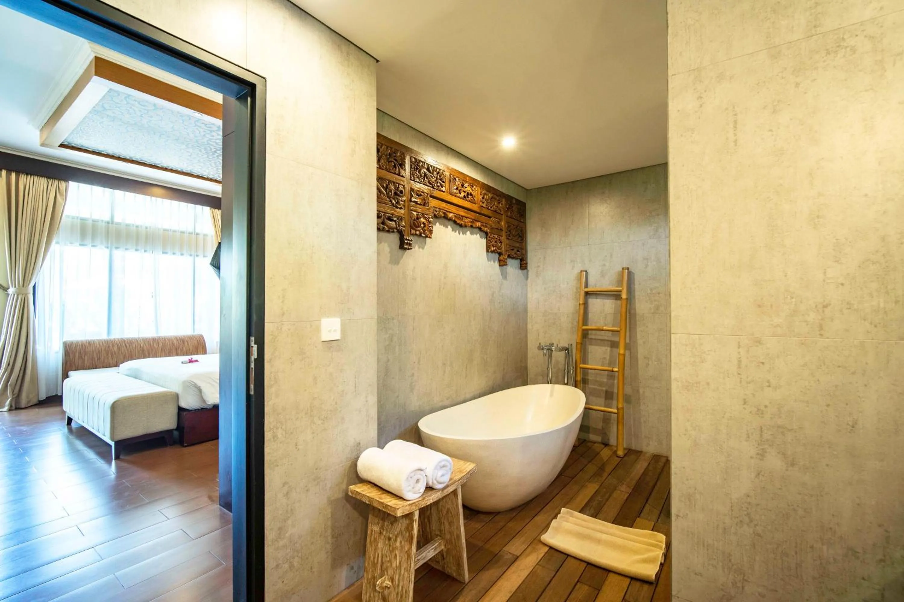 Bathroom, Bed in Natya Hotel Tanah Lot