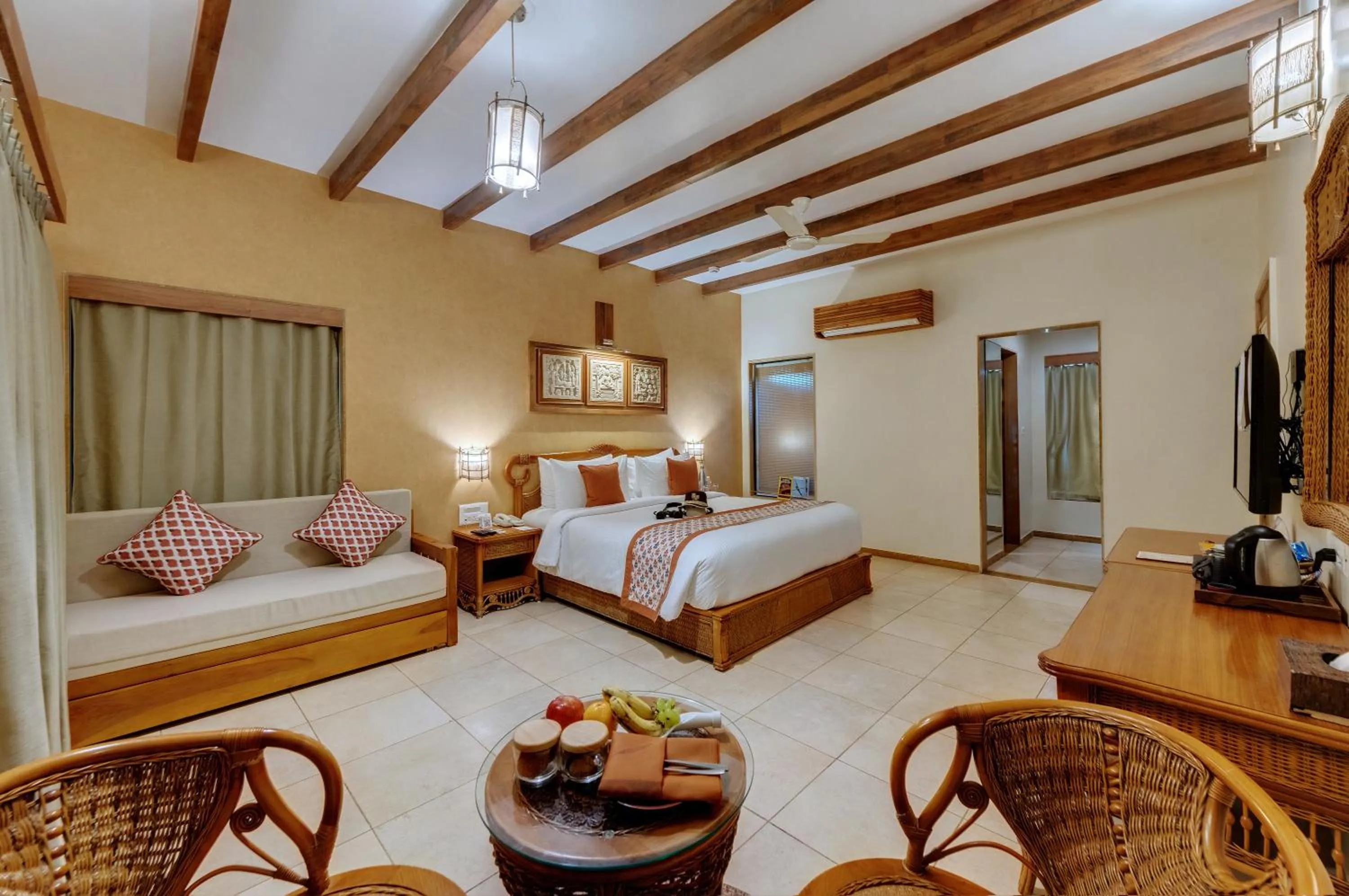 Bedroom, Bed in The Fern Gir Forest Resort, Sasan Gir - A Fern Crown Collection Resort