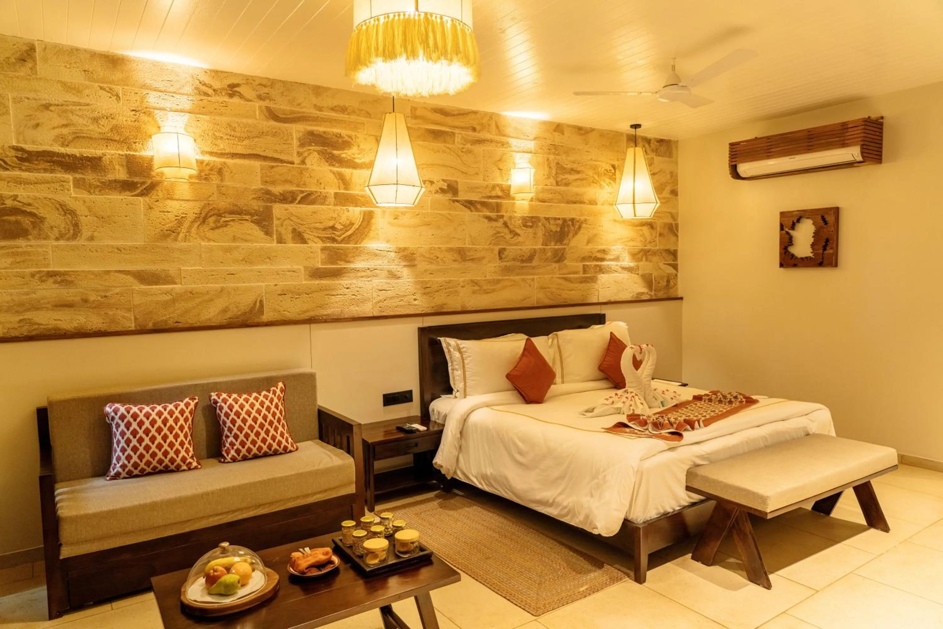 Bedroom, Bed in The Fern Gir Forest Resort, Sasan Gir - A Fern Crown Collection Resort