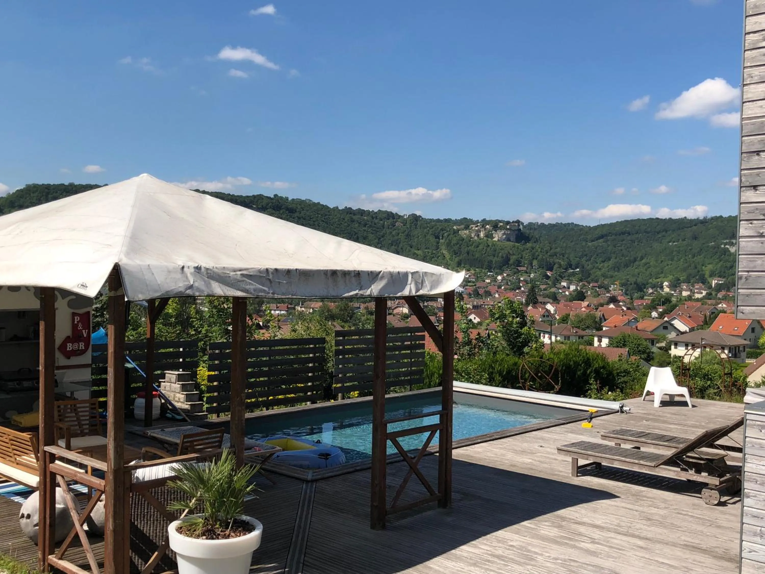 Pool view in B&B Les Hauts d'Ornans