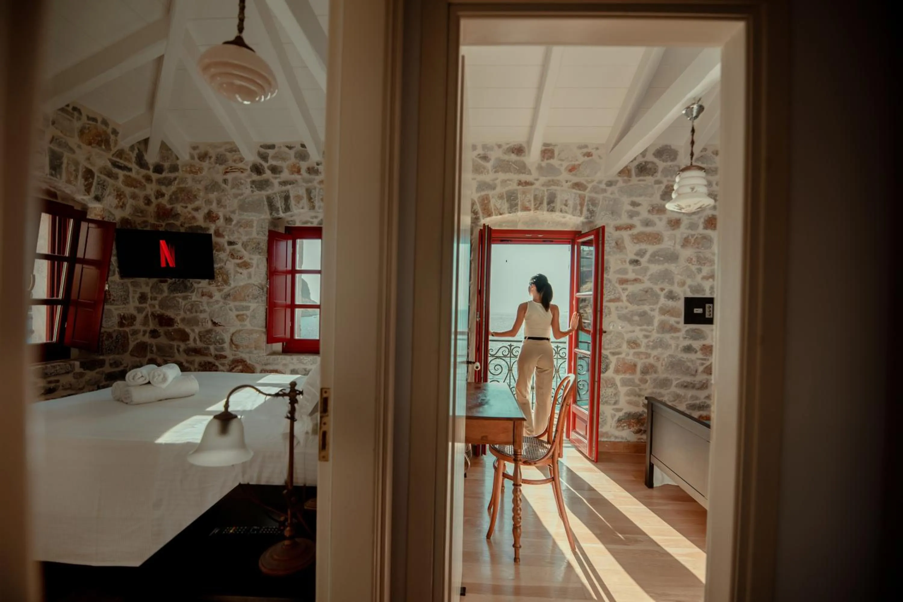 Bedroom, Bed in Limeni Villa