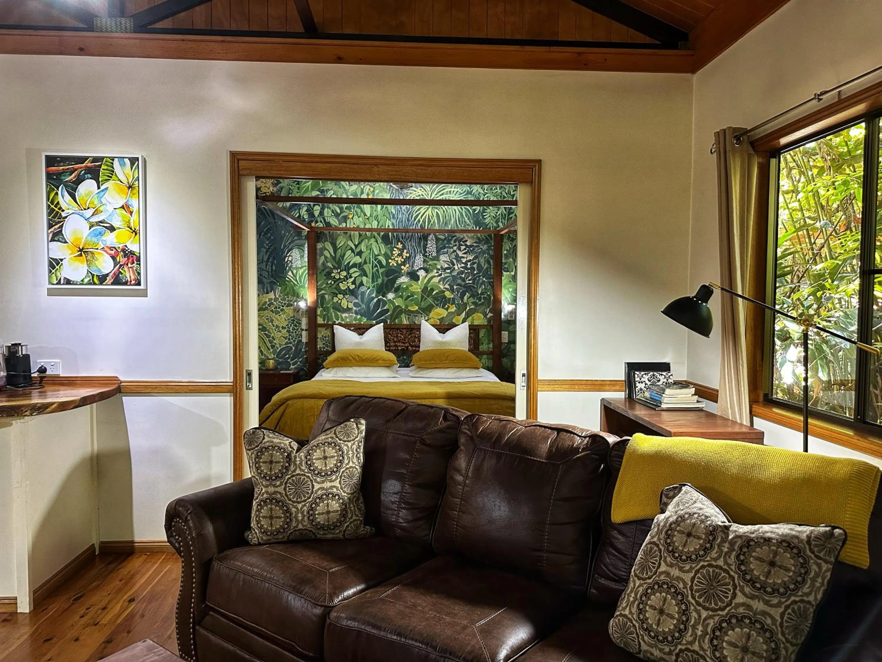 Living room in Crater Lakes Rainforest Cottages