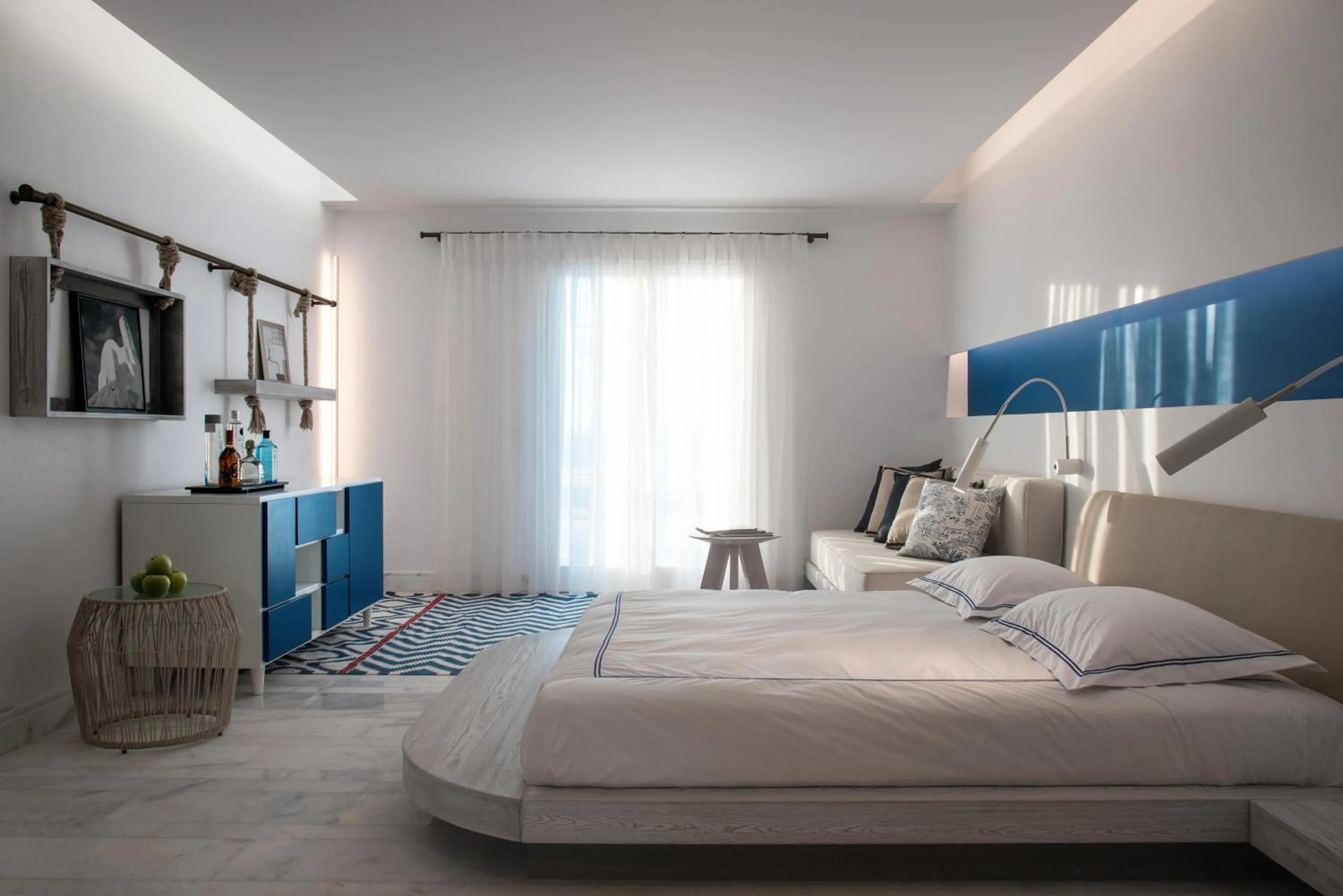 Bed in Mykonos Riviera Hotel & Spa, a member of Small Luxury Hotels of the World