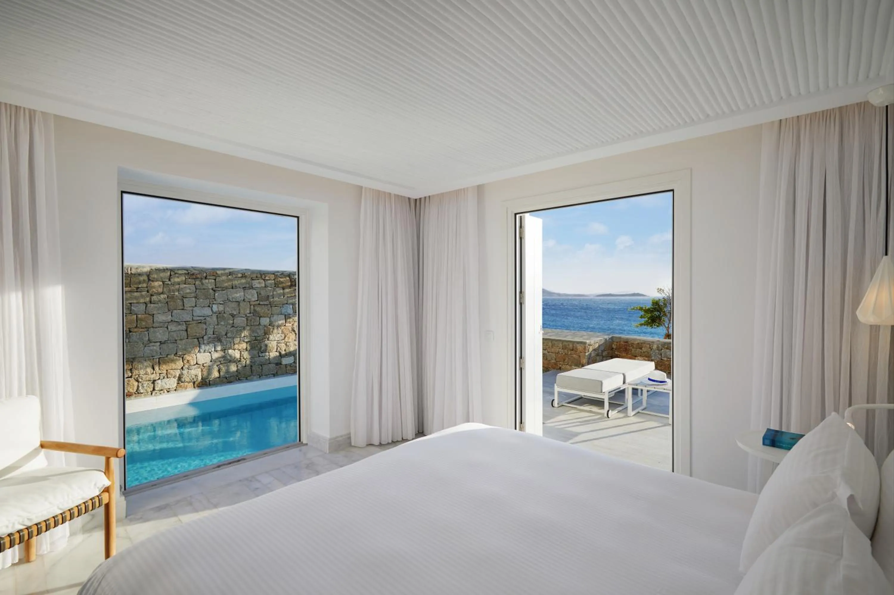 Bed in Mykonos Riviera Hotel & Spa, a member of Small Luxury Hotels of the World