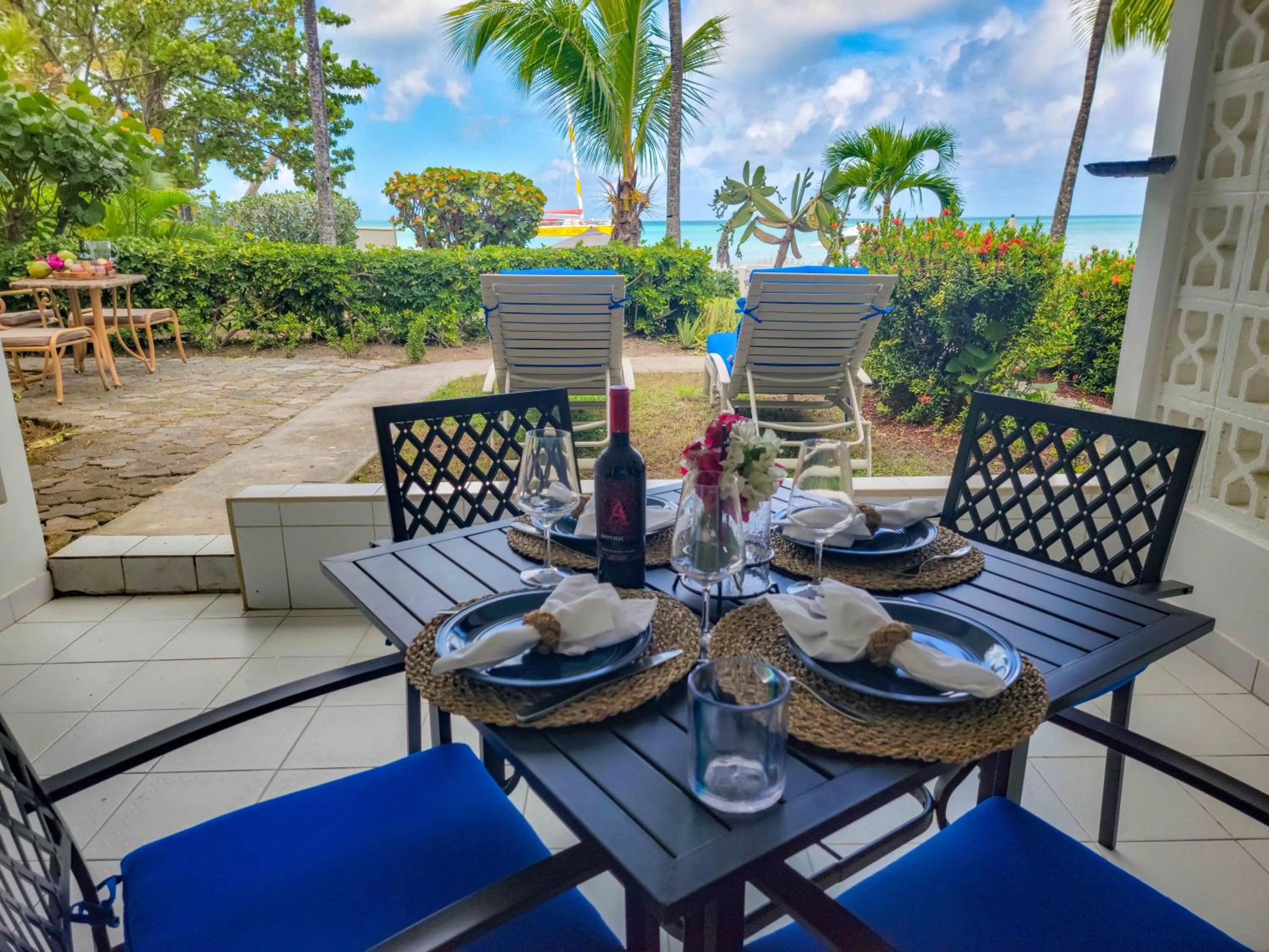 Dining area in Antigua Village Beach Resort
