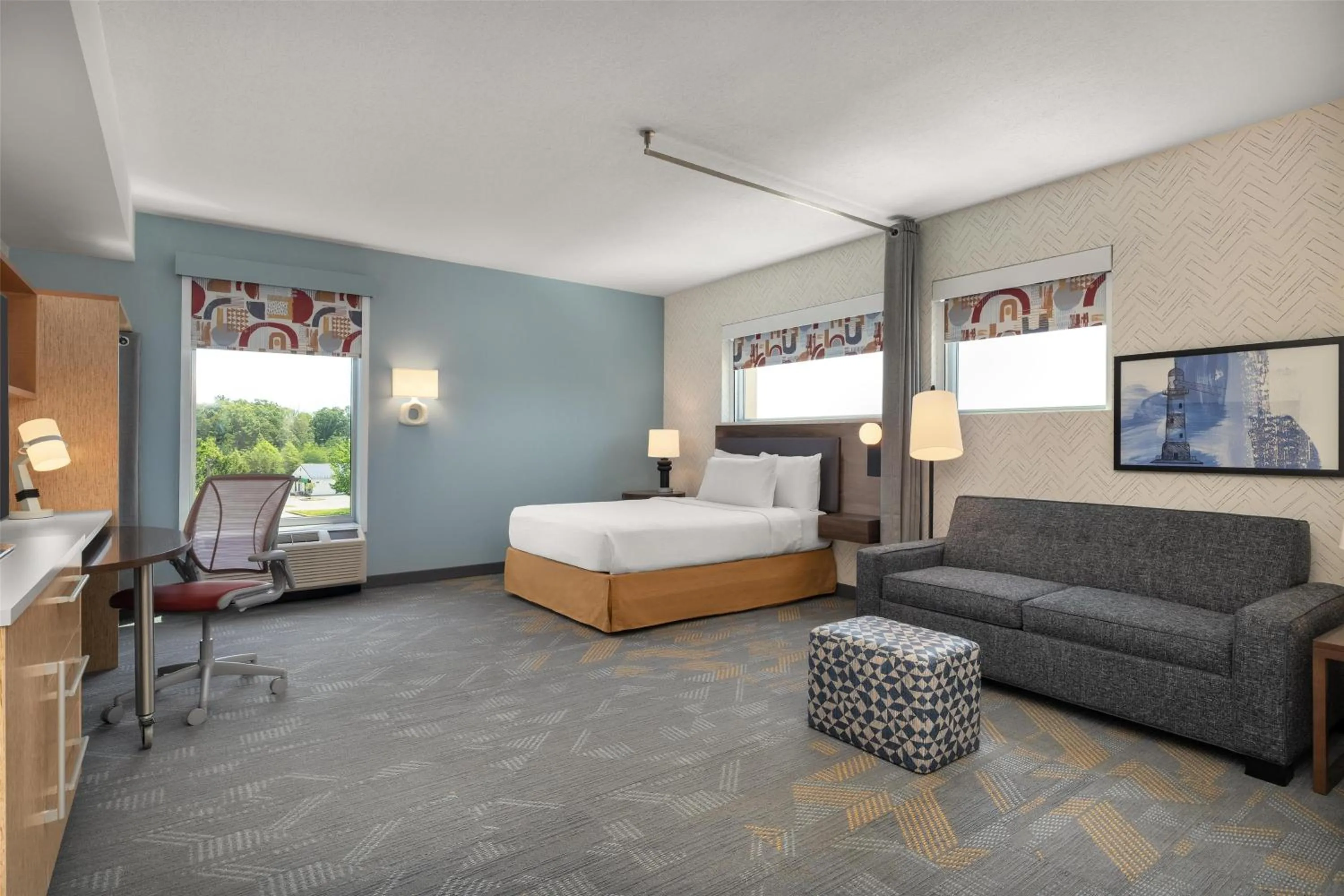 Living room, Bed in Home2 Suites by Hilton Lexington Park Patuxent River NAS, MD