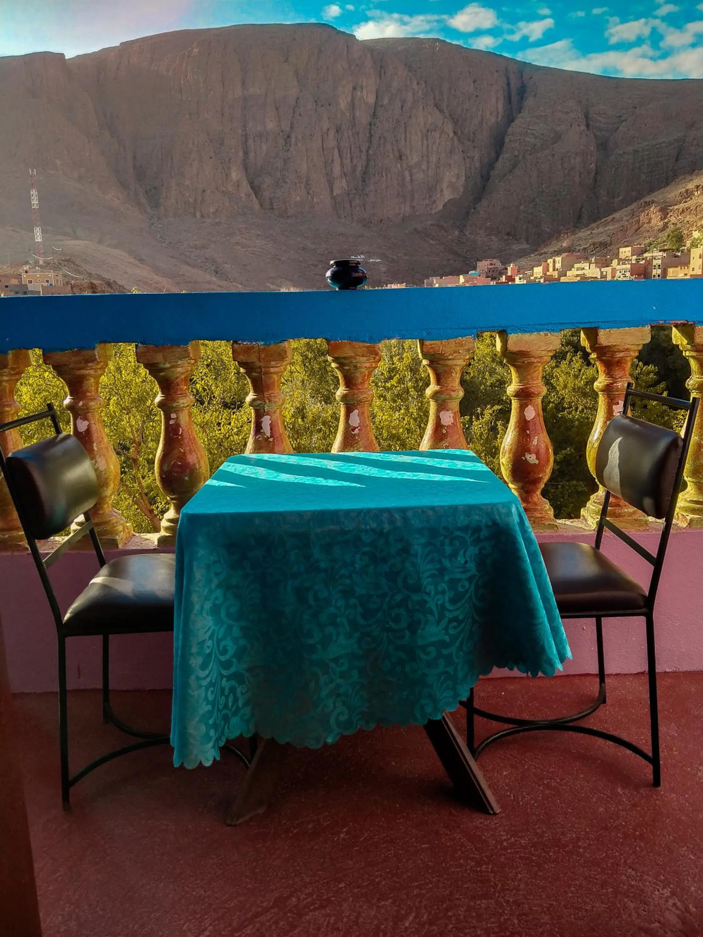 Seating area in auberge restaurant tizgui