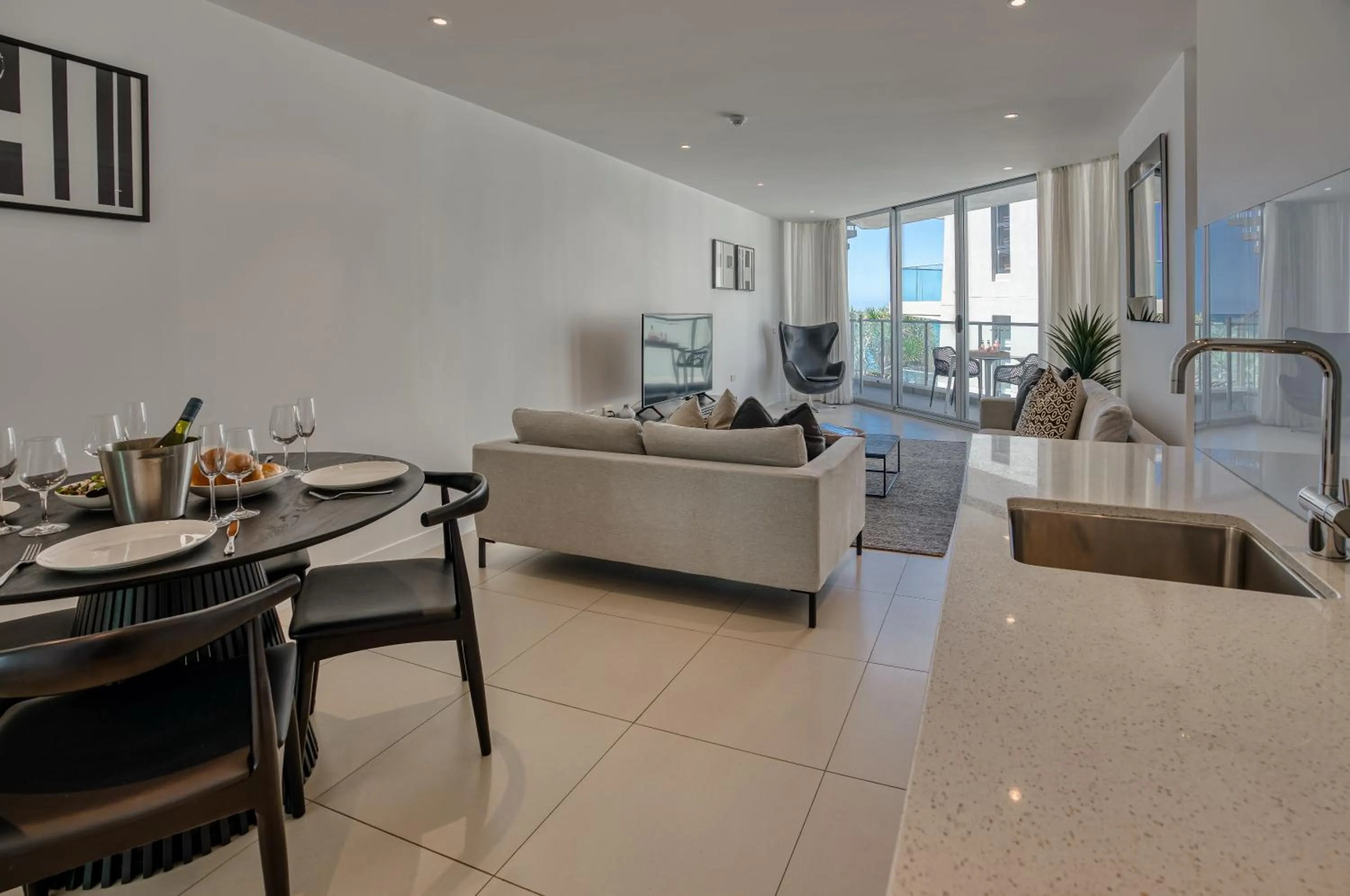 Living room in On The Beach Noosa Resort