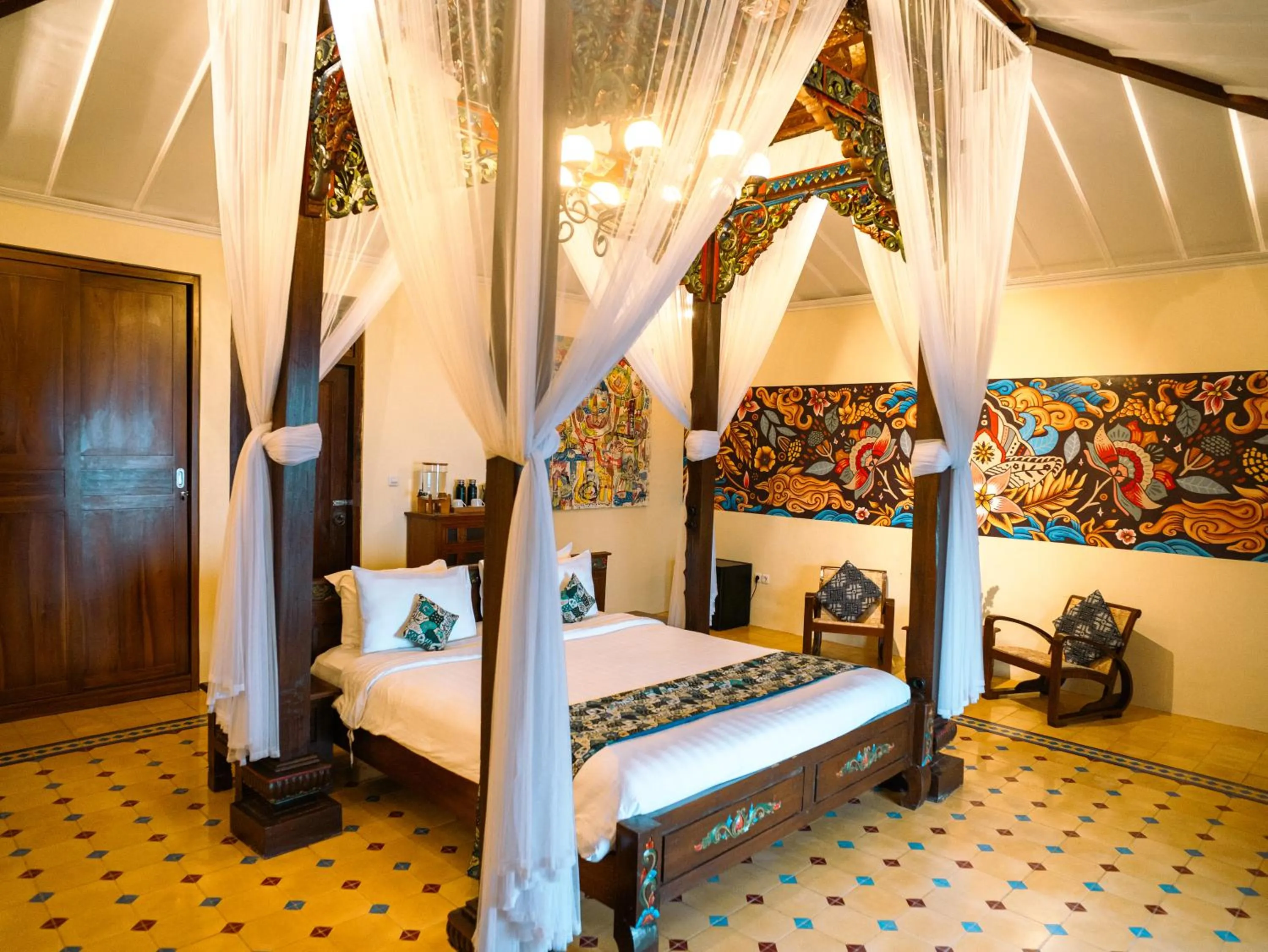 Bed in Villa Borobudur Resort