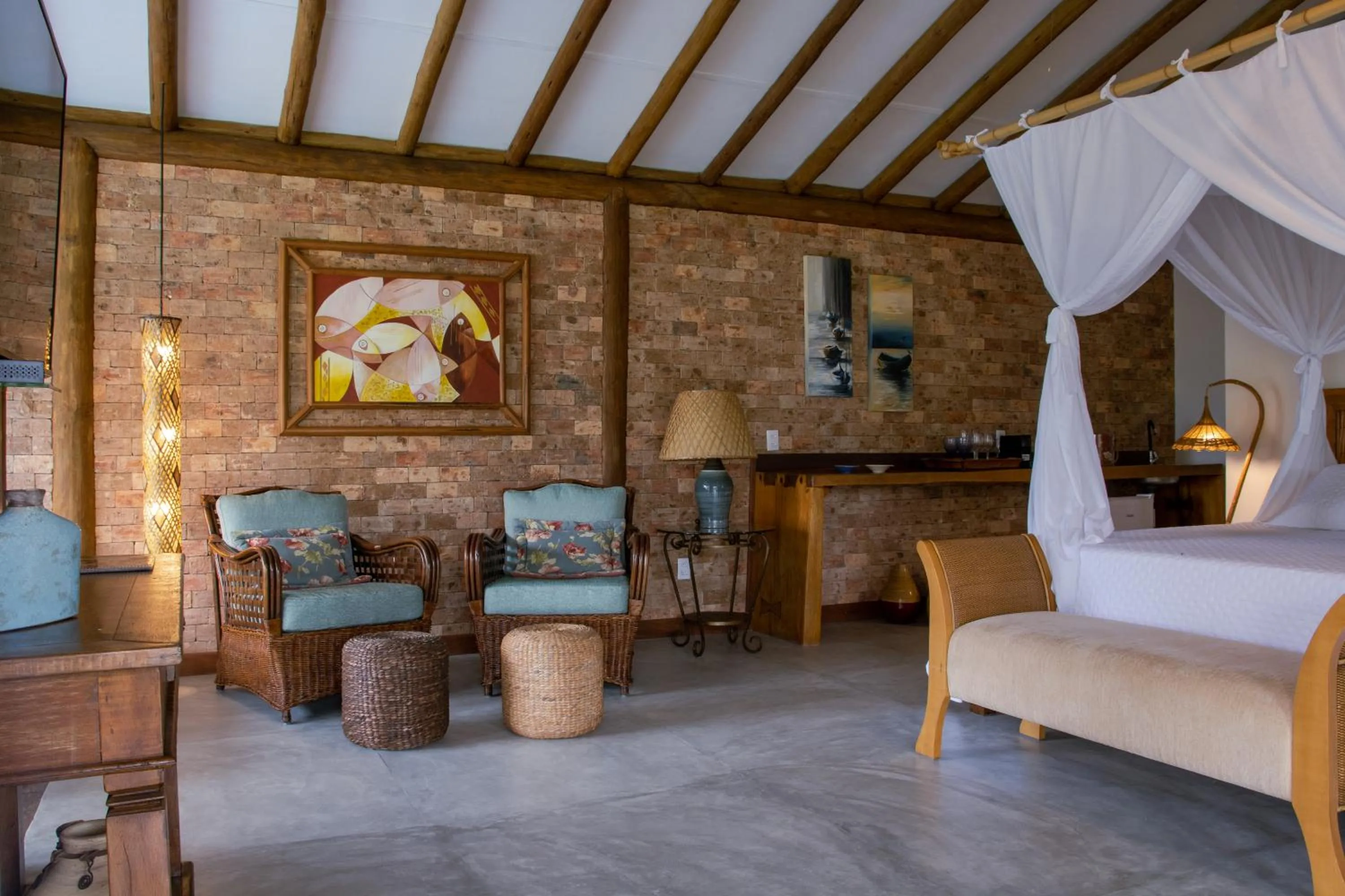 Seating area, Bed in Pousada Barrabella