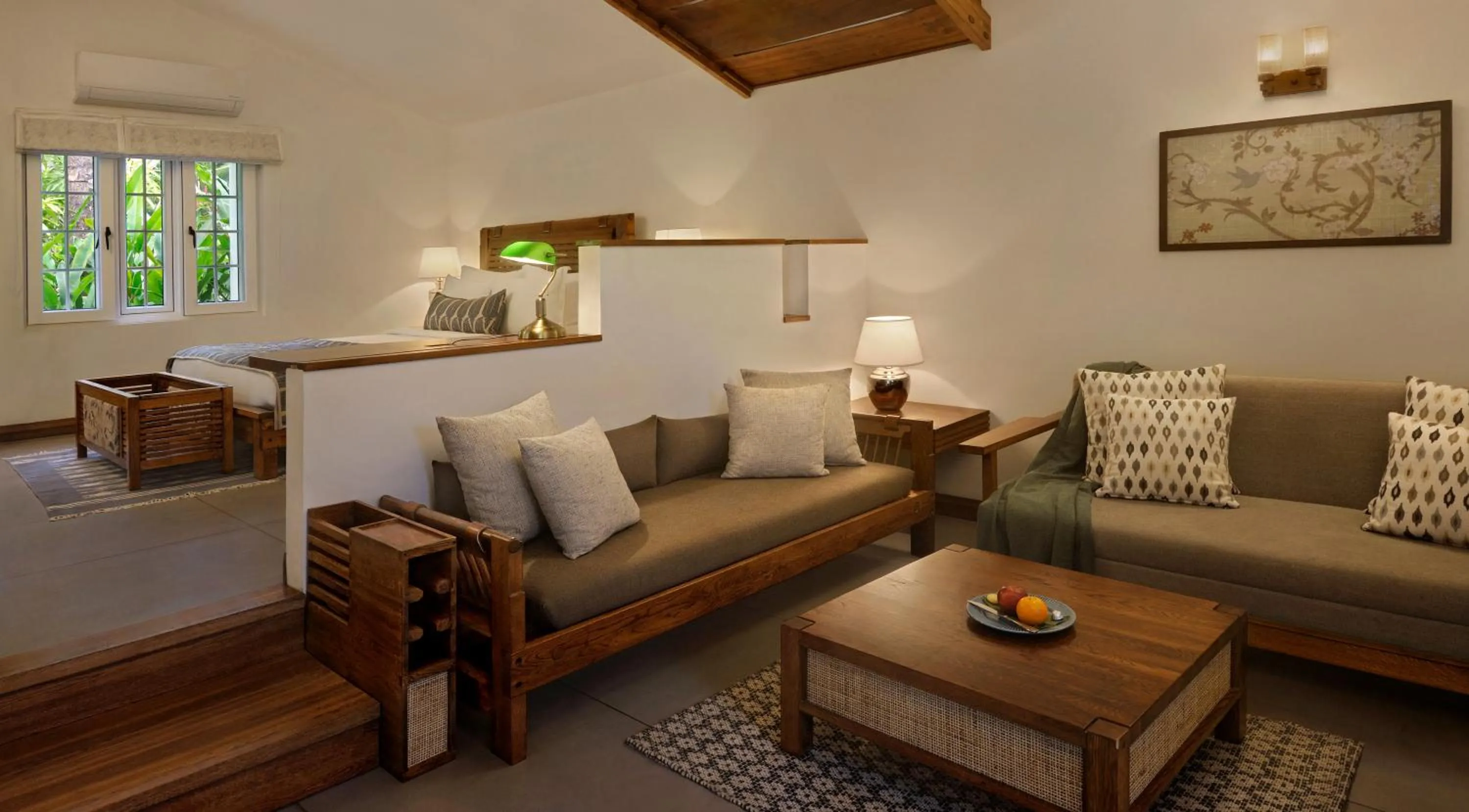 Living room in Amanvana Spa Resort, Coorg