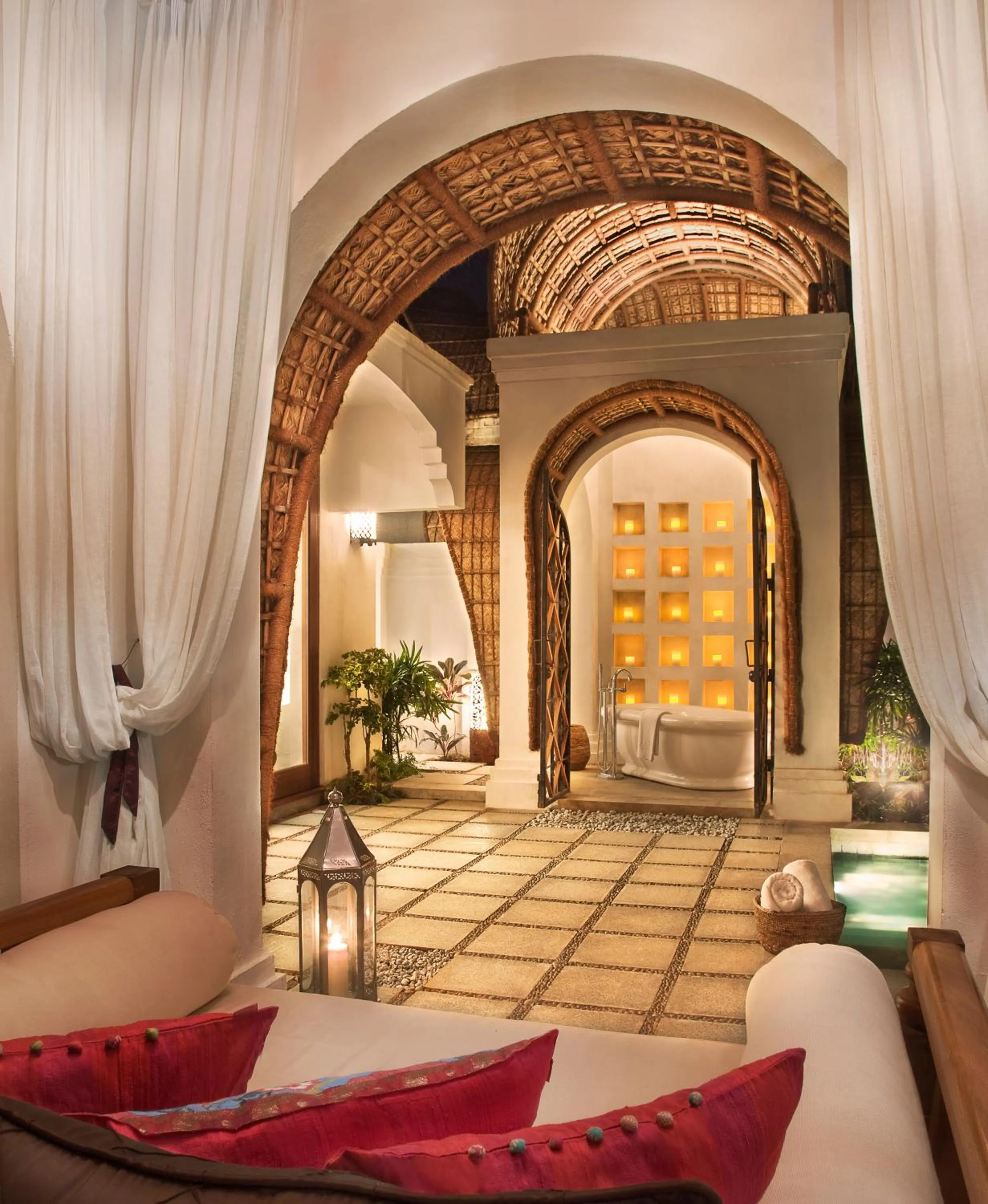 Decorative detail, Bed in Taj Bekal Resort & Spa, Kerala