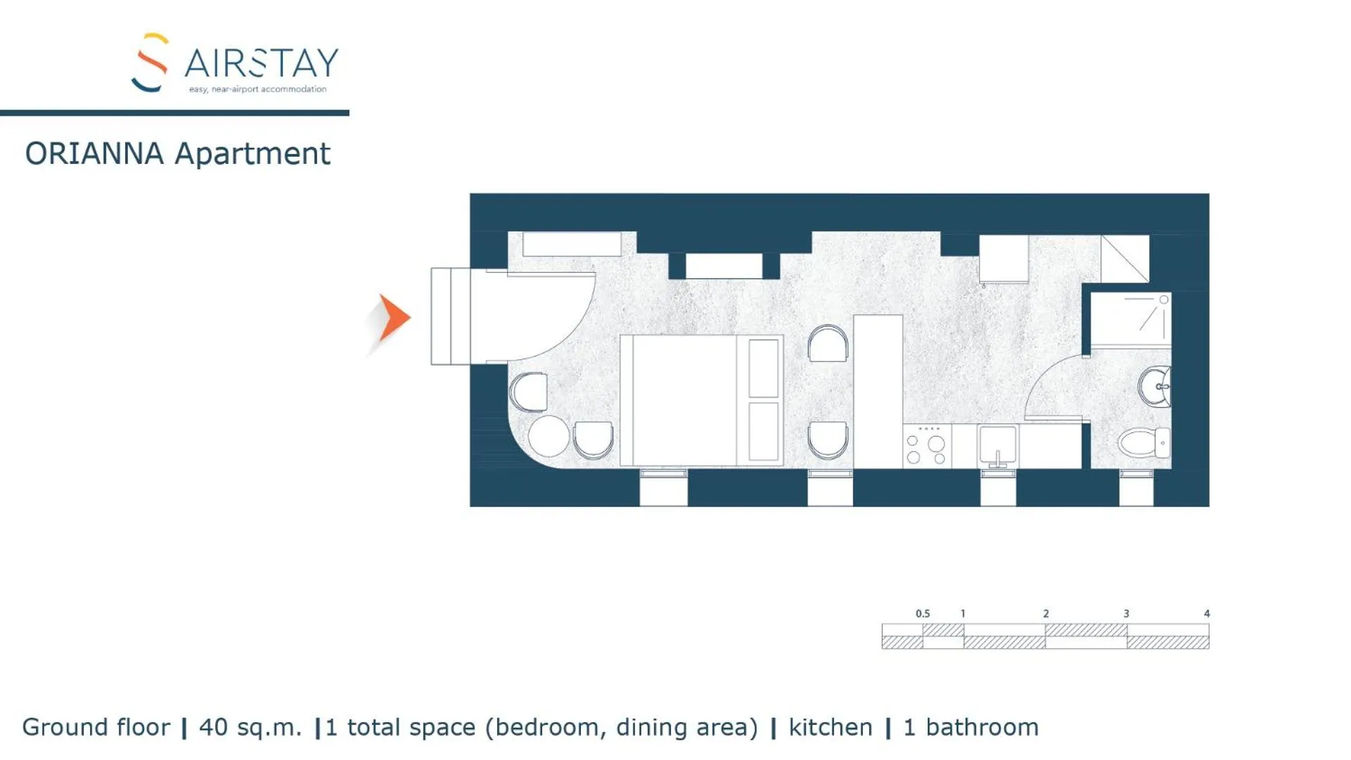 Floor plan in Orianna Apartment Airport by Airstay