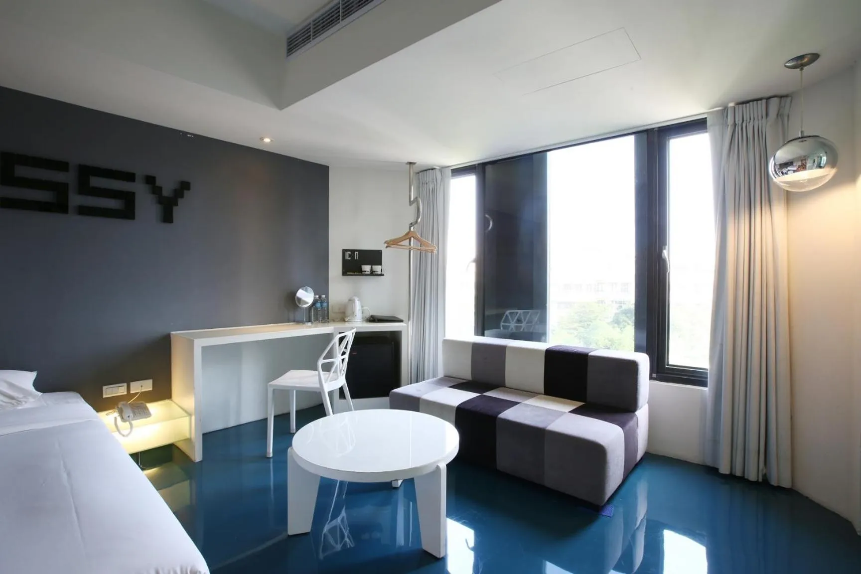 Seating area, Bed in Hotel Papa Whale-Kaohsiung Formosa Boulevard