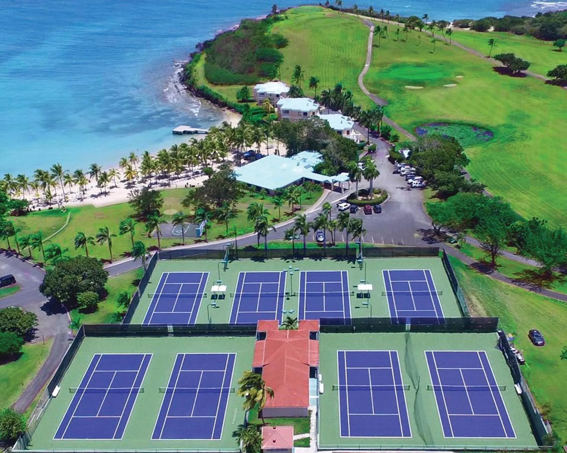Tennis court in The Buccaneer Beach & Golf Resort