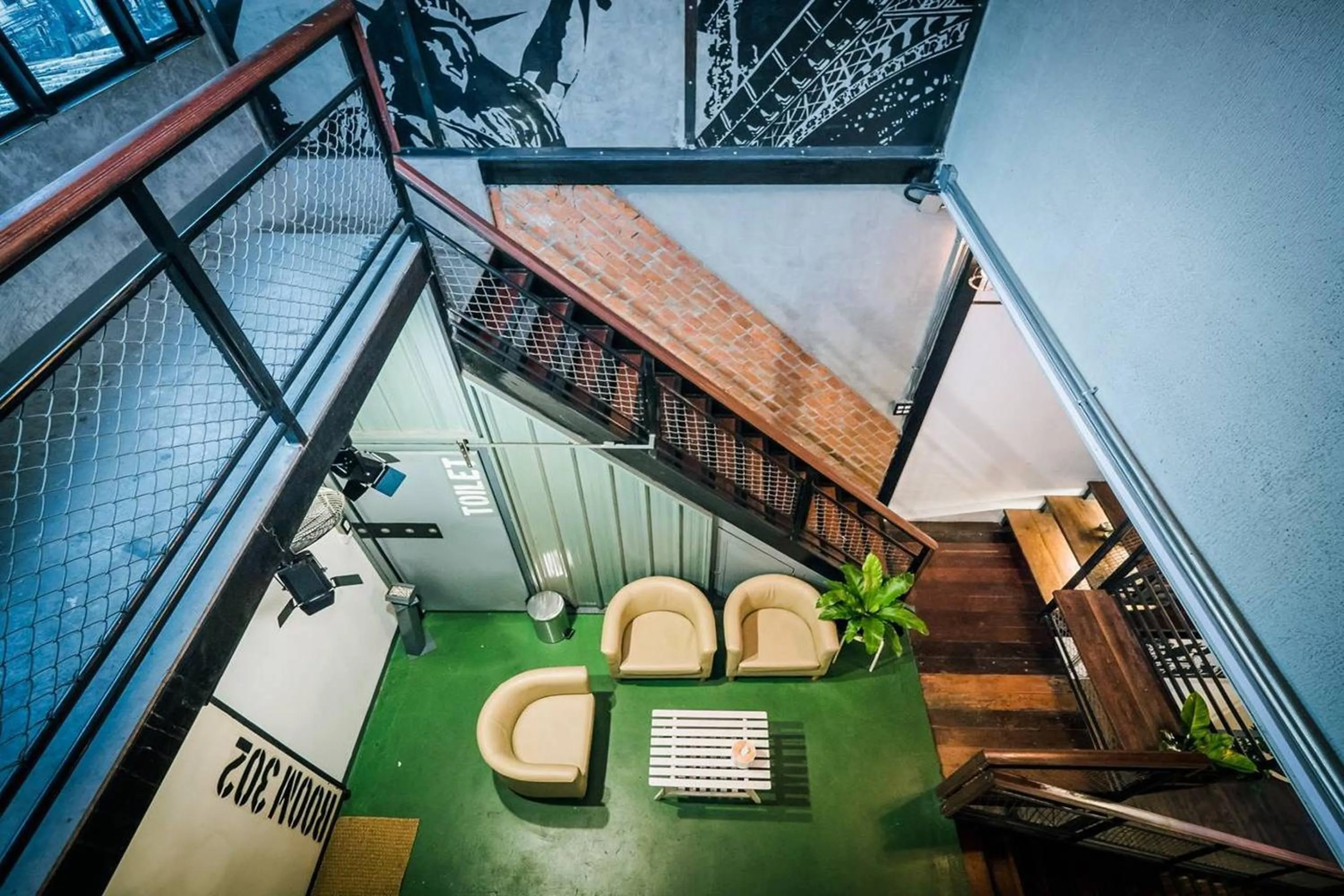 Living room in Zeds Hostel Bangkok