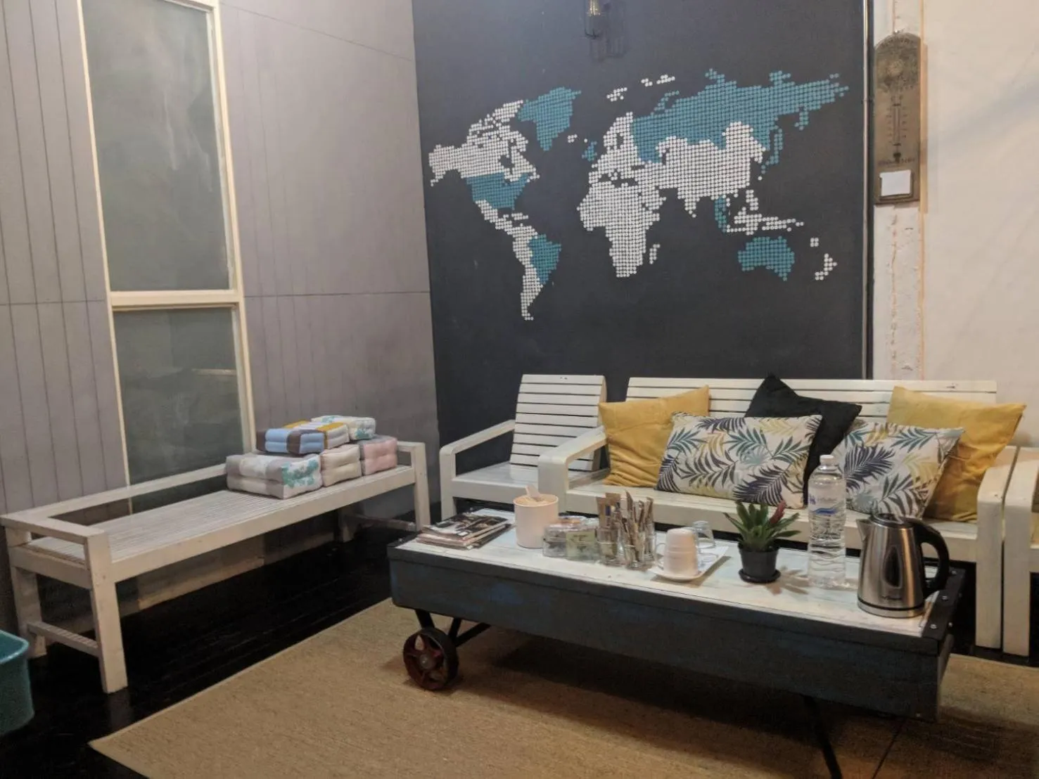 Seating area in Zeds Hostel Bangkok