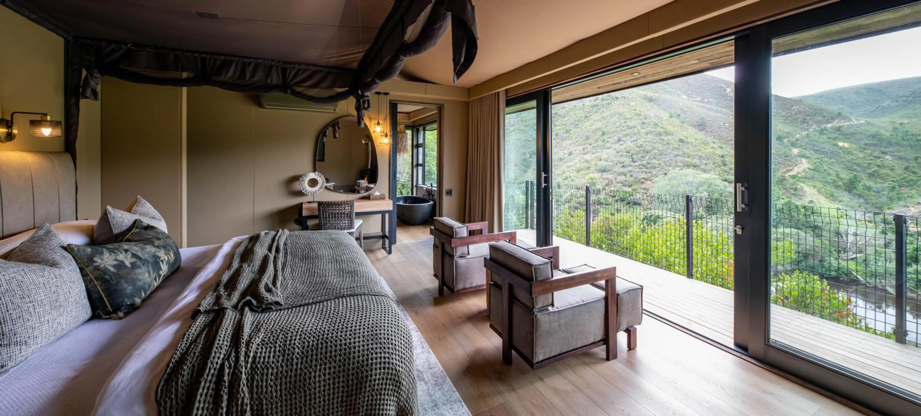 Bedroom in Botlierskop Tented Lodge