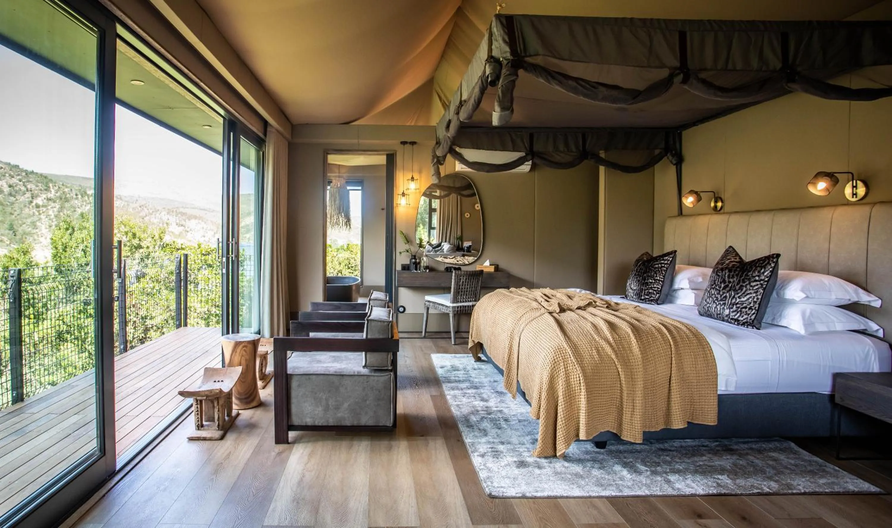 Bedroom, Bed in Botlierskop Tented Lodge