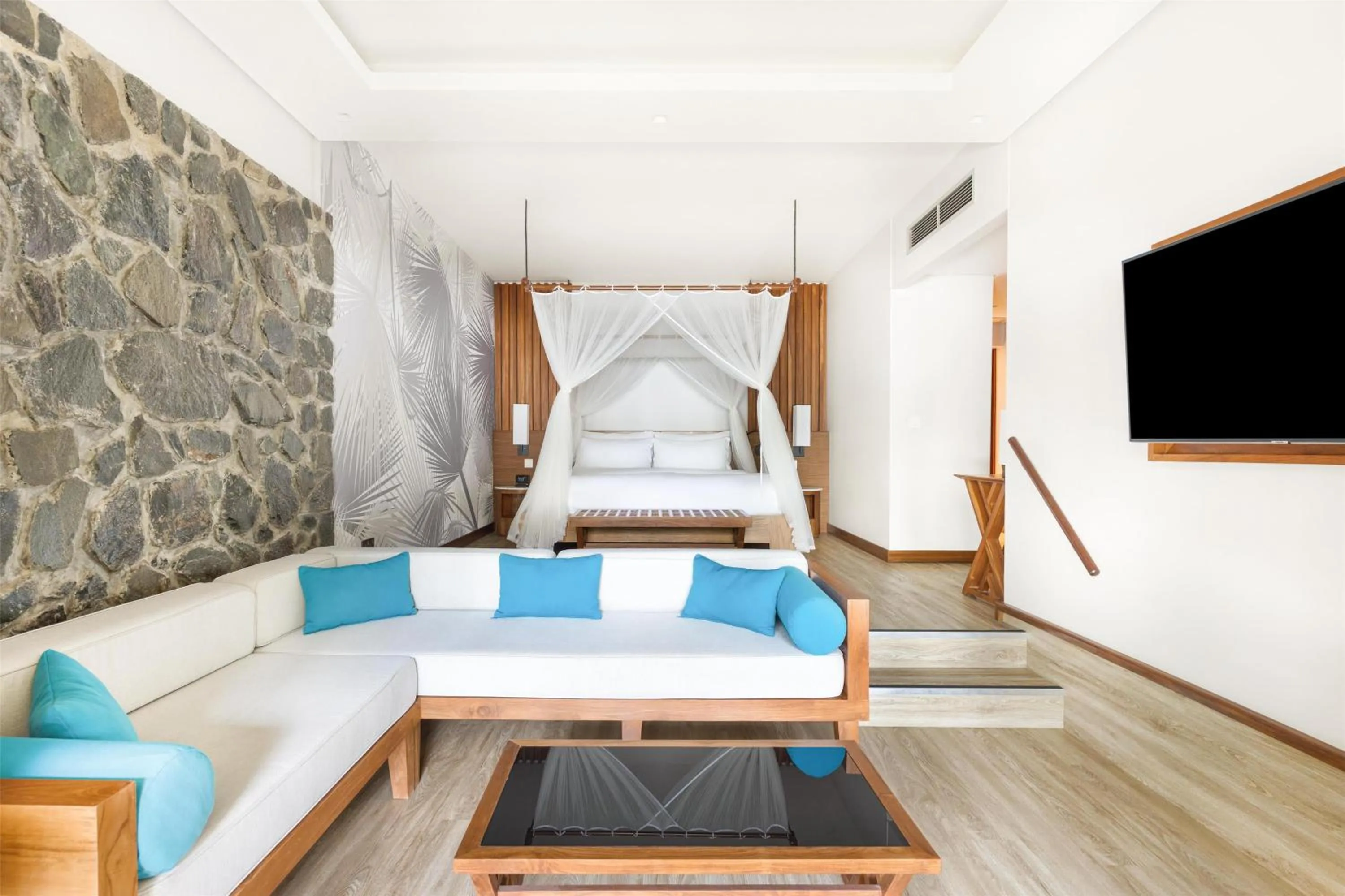 Bedroom, Bed in Kempinski Seychelles Resort