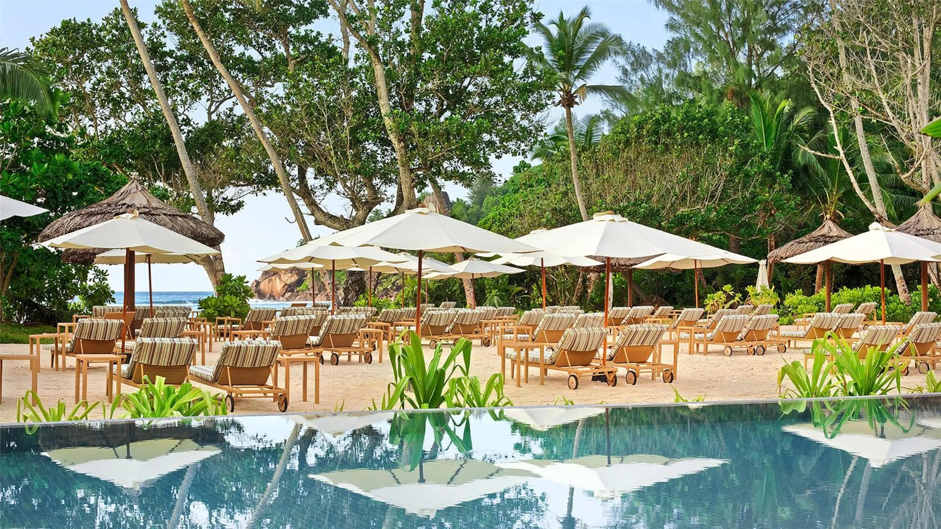 Pool view in Kempinski Seychelles Resort