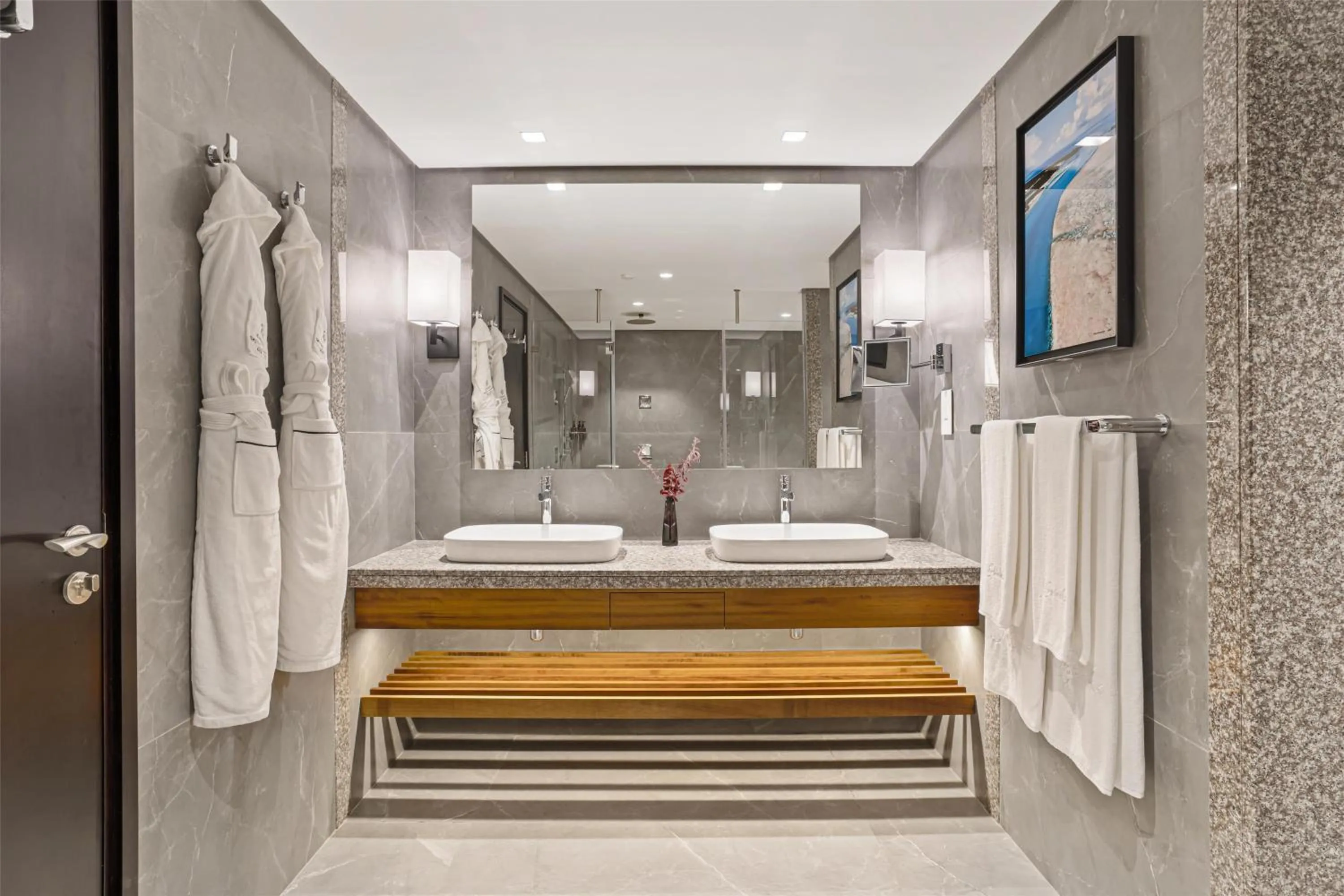 Bathroom, Bed in Kempinski Seychelles Resort