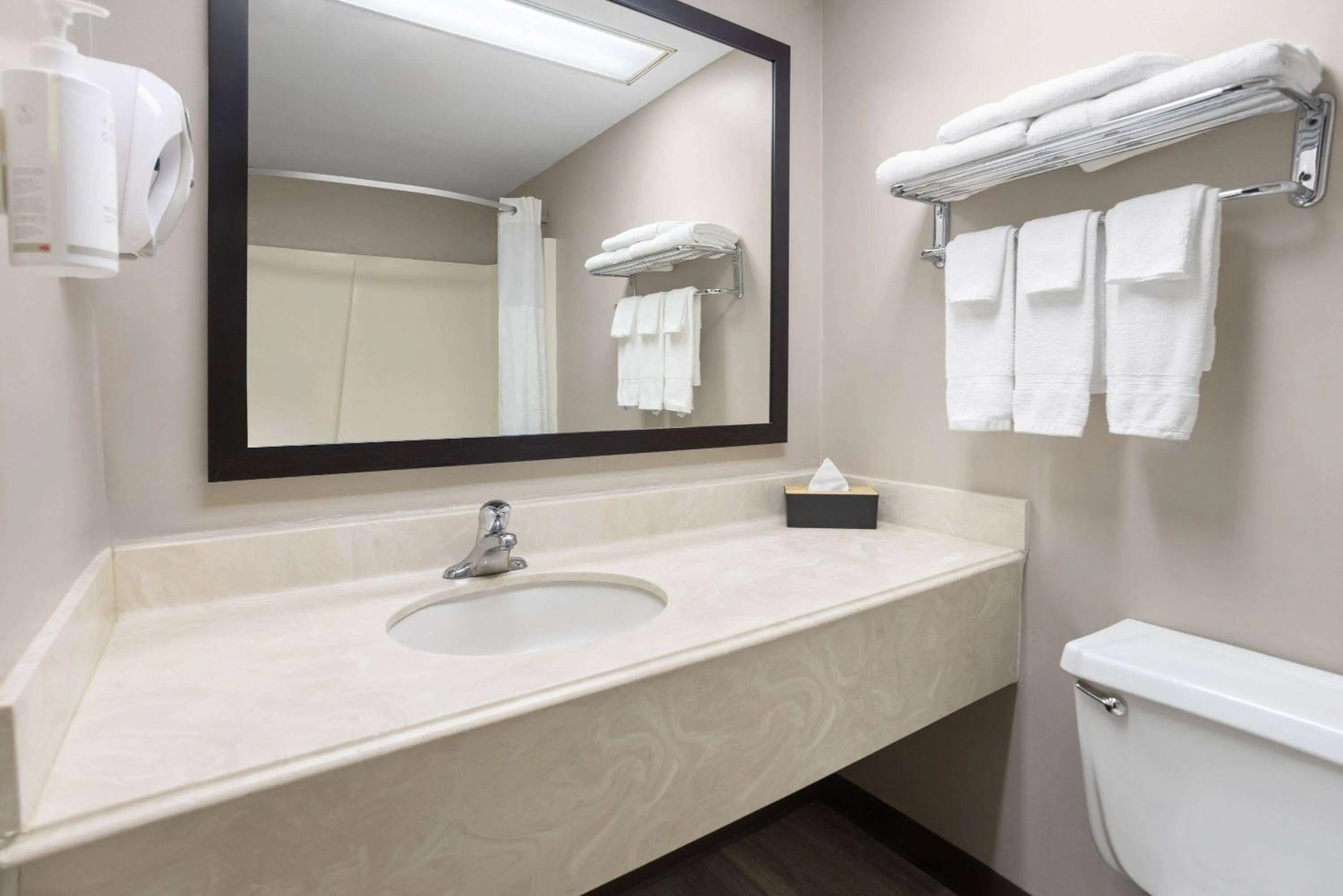 Bathroom in Super 8 by Wyndham Henrietta/Rochester Area