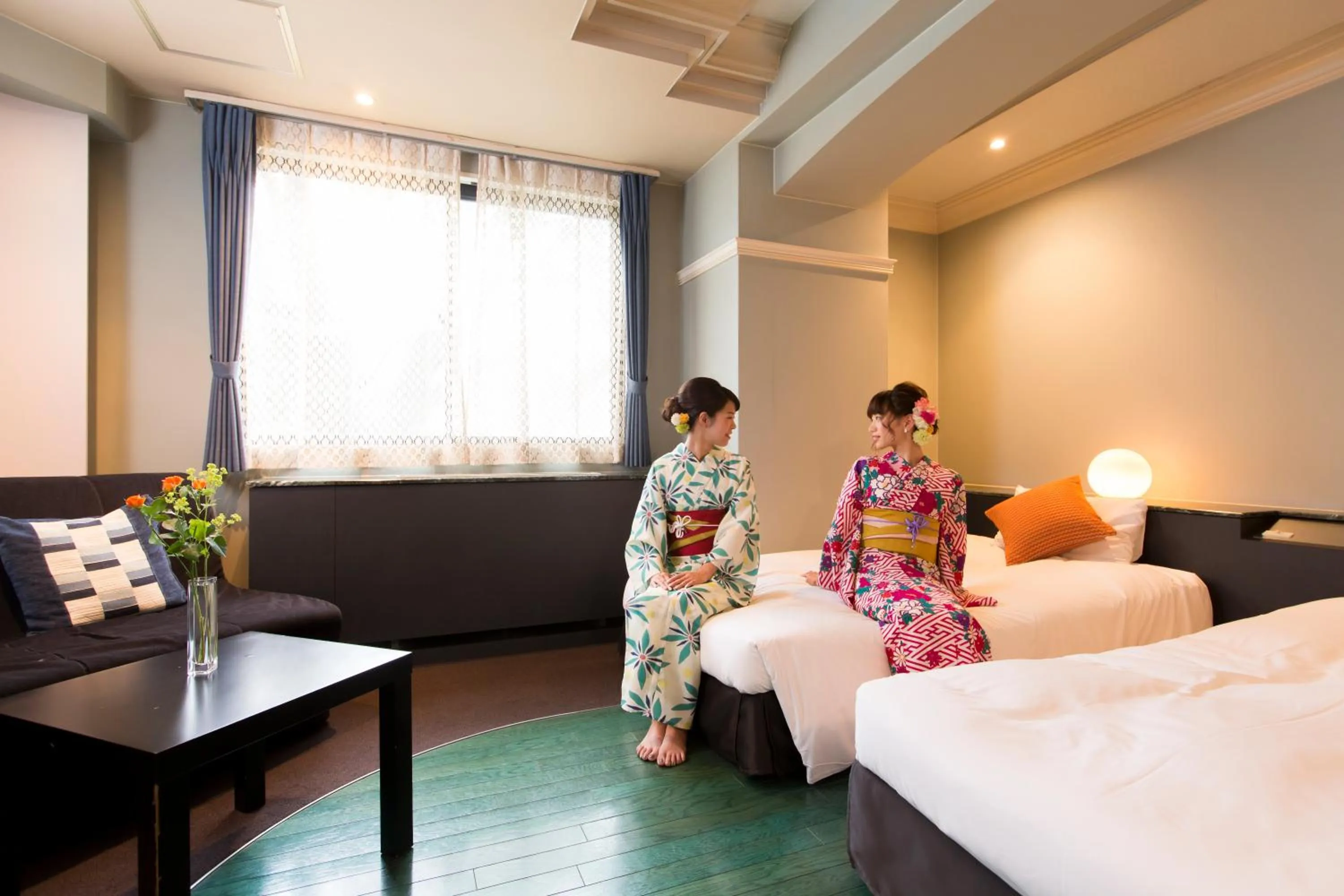 People, Bed in Hotel In Kyoto Sasarindou