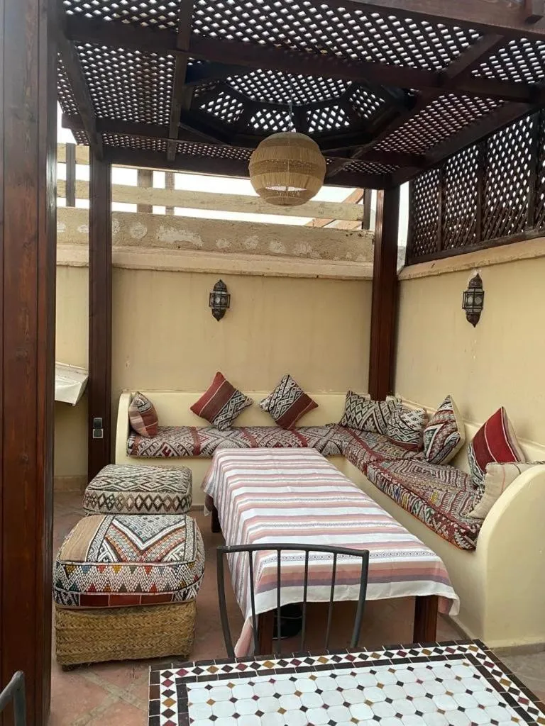 Patio, Bed in Riad Euphorbe