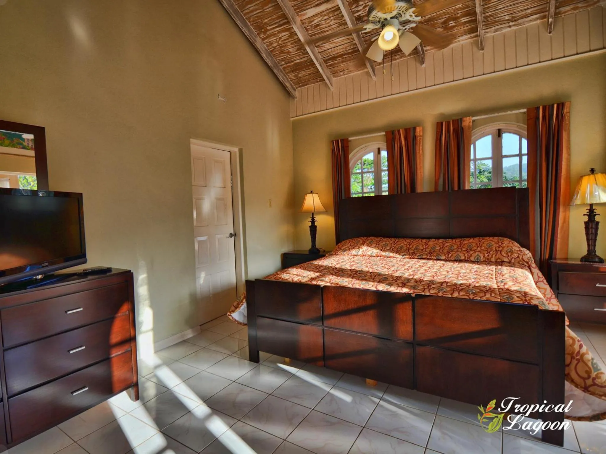 Bed in Tropical Lagoon Resort