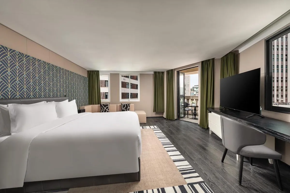 View (from property/room), Bed in JingLai Bushe Hotel Bund Nanjing West Road Shanghai