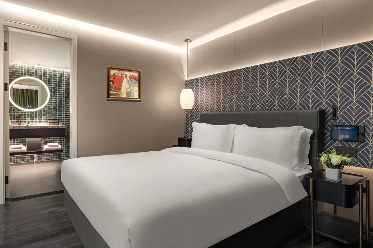 View (from property/room), Bed in JingLai Bushe Hotel Bund Nanjing West Road Shanghai