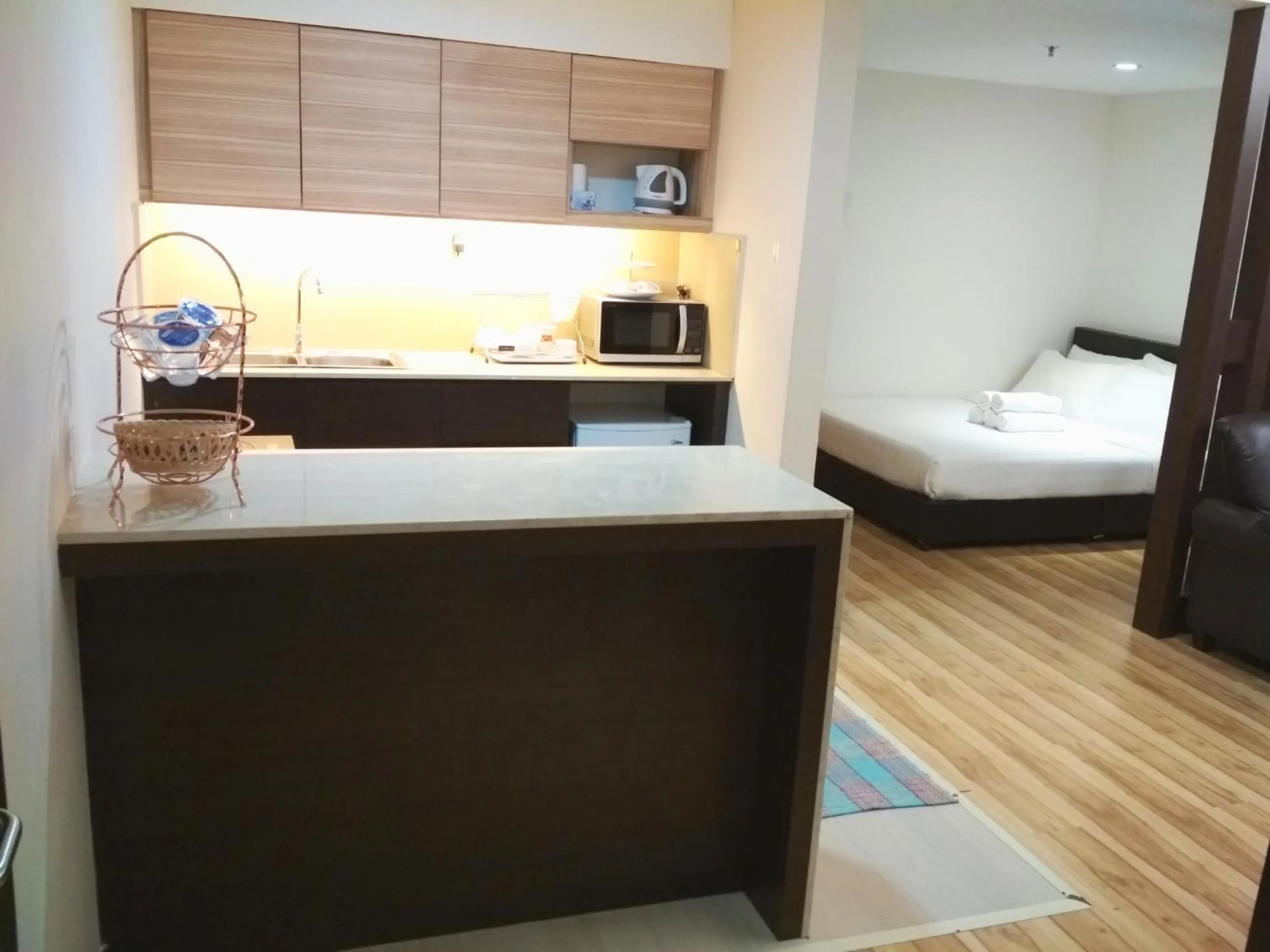 Kitchen or kitchenette, Bed in Classy Studio Apartment (KBCP)