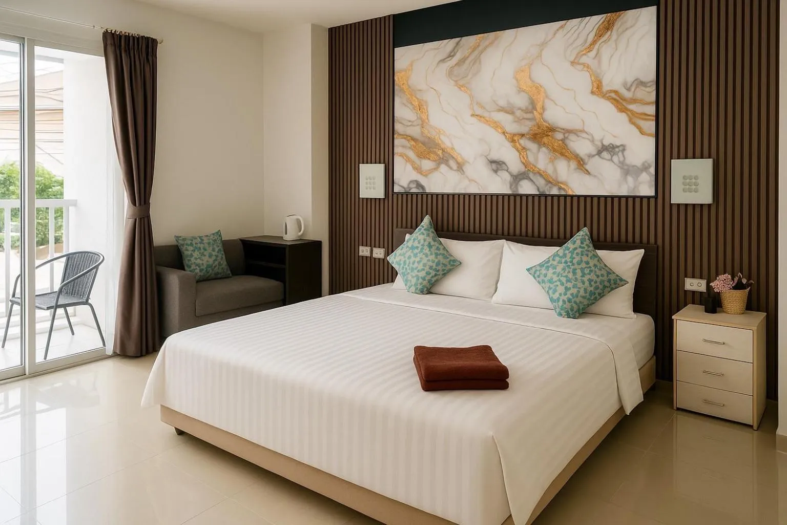 Bed in Happy Fish Guesthouse