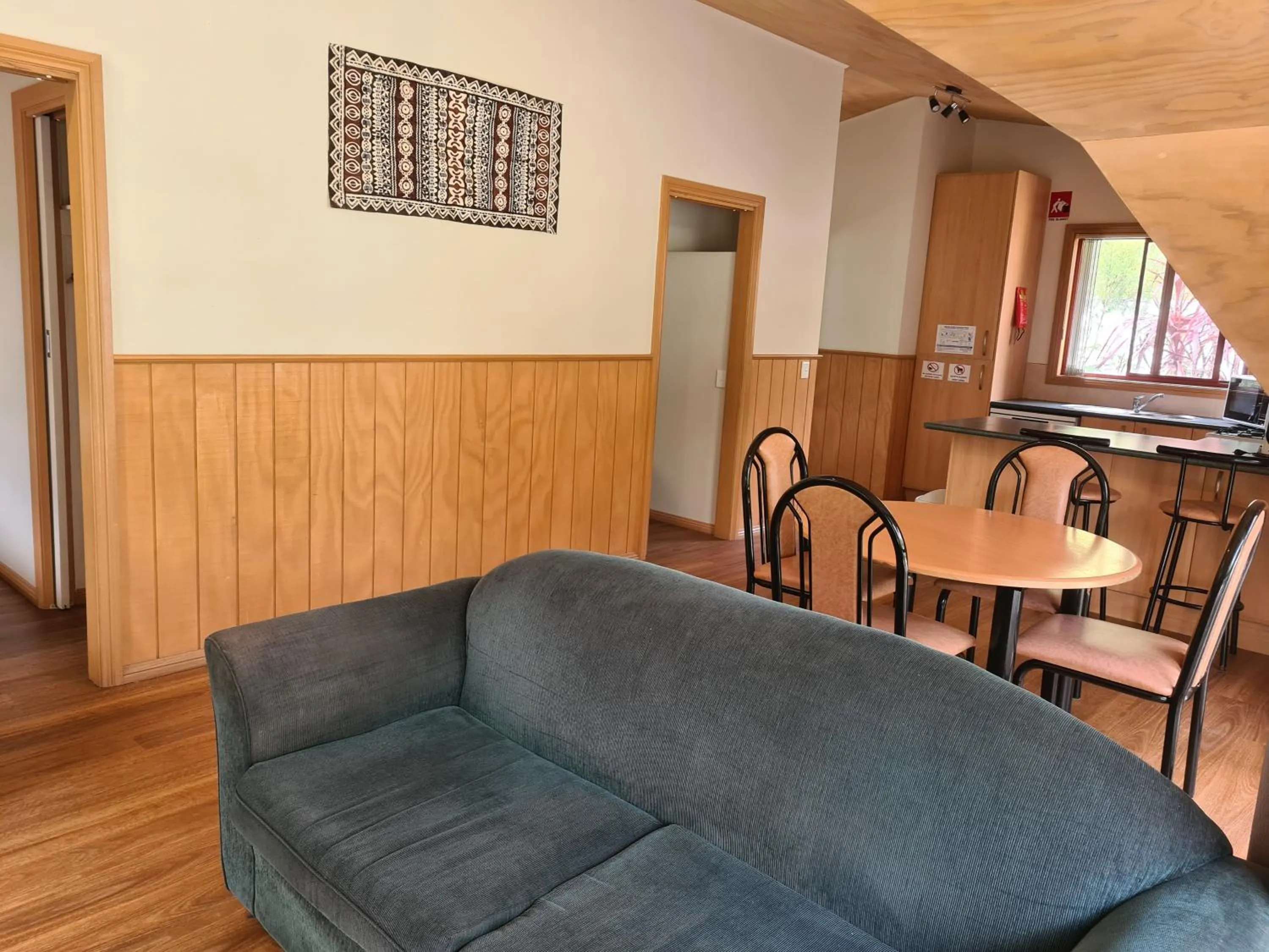 Living room in Mallacoota's Shady Gully Caravan Park